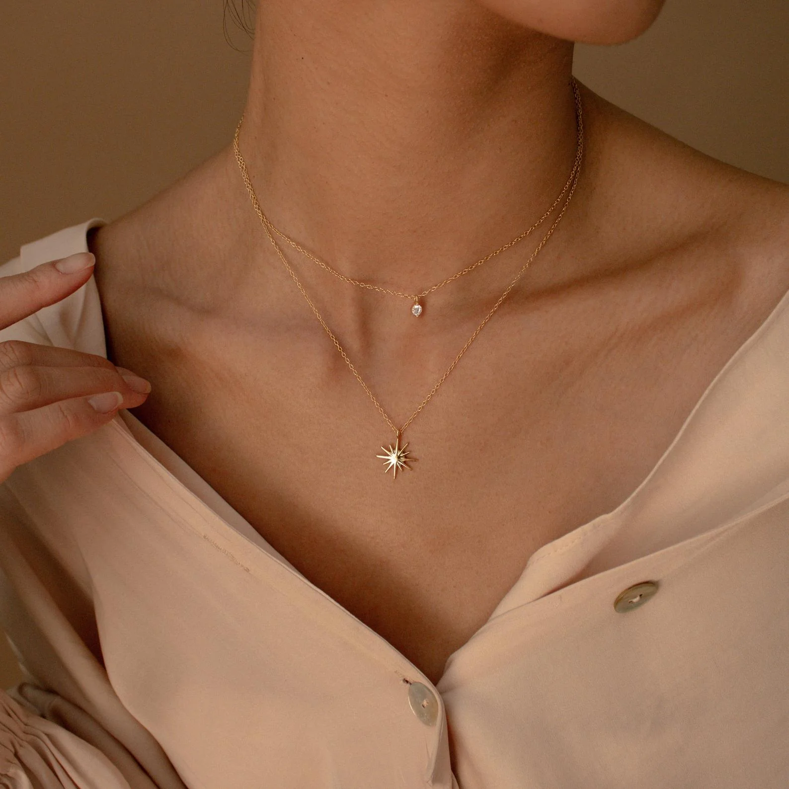 Laura Starburst Duo Necklace in 18K Gold - Image 6
