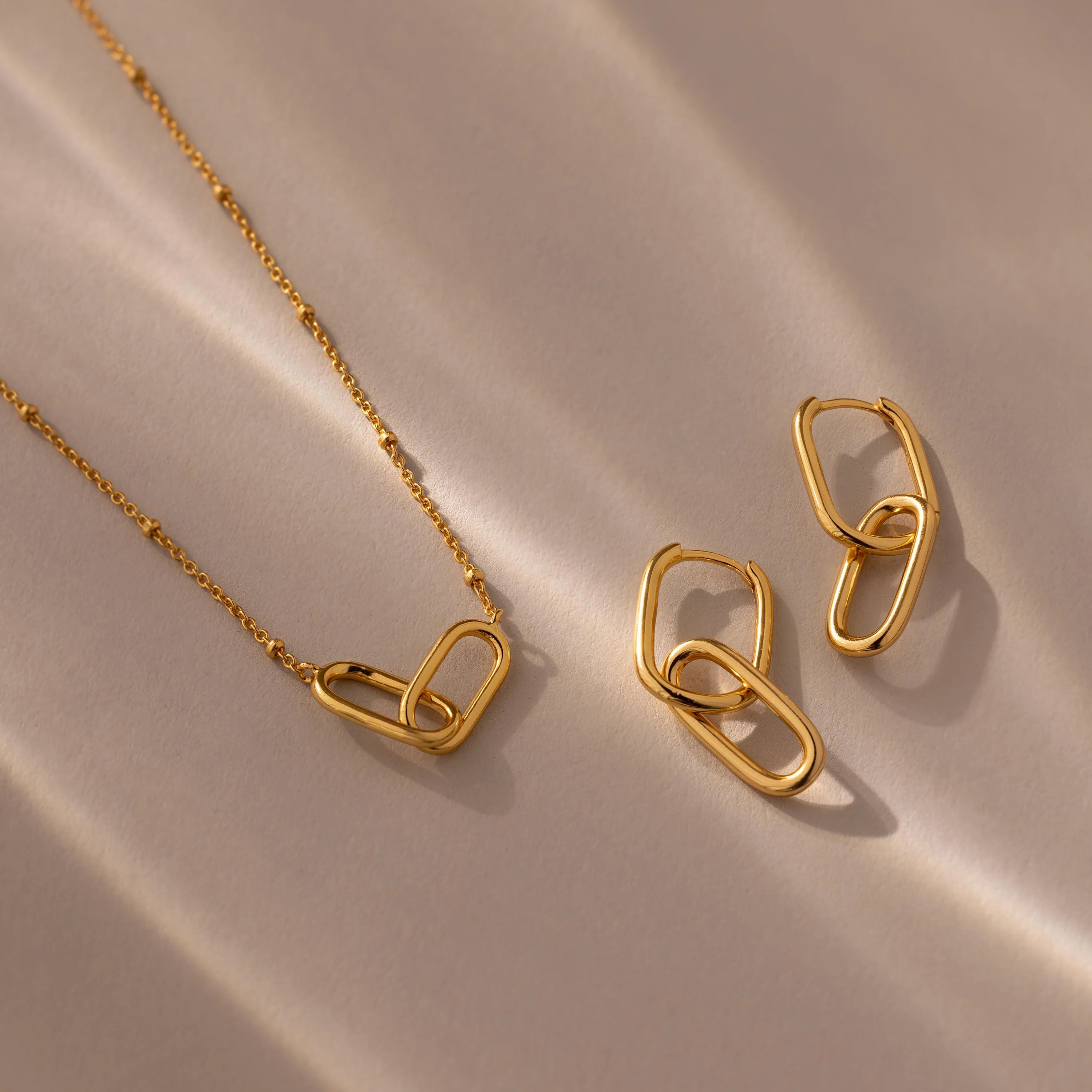 Linked Charm Necklace and Earrings Set in 18K Gold - Image 4