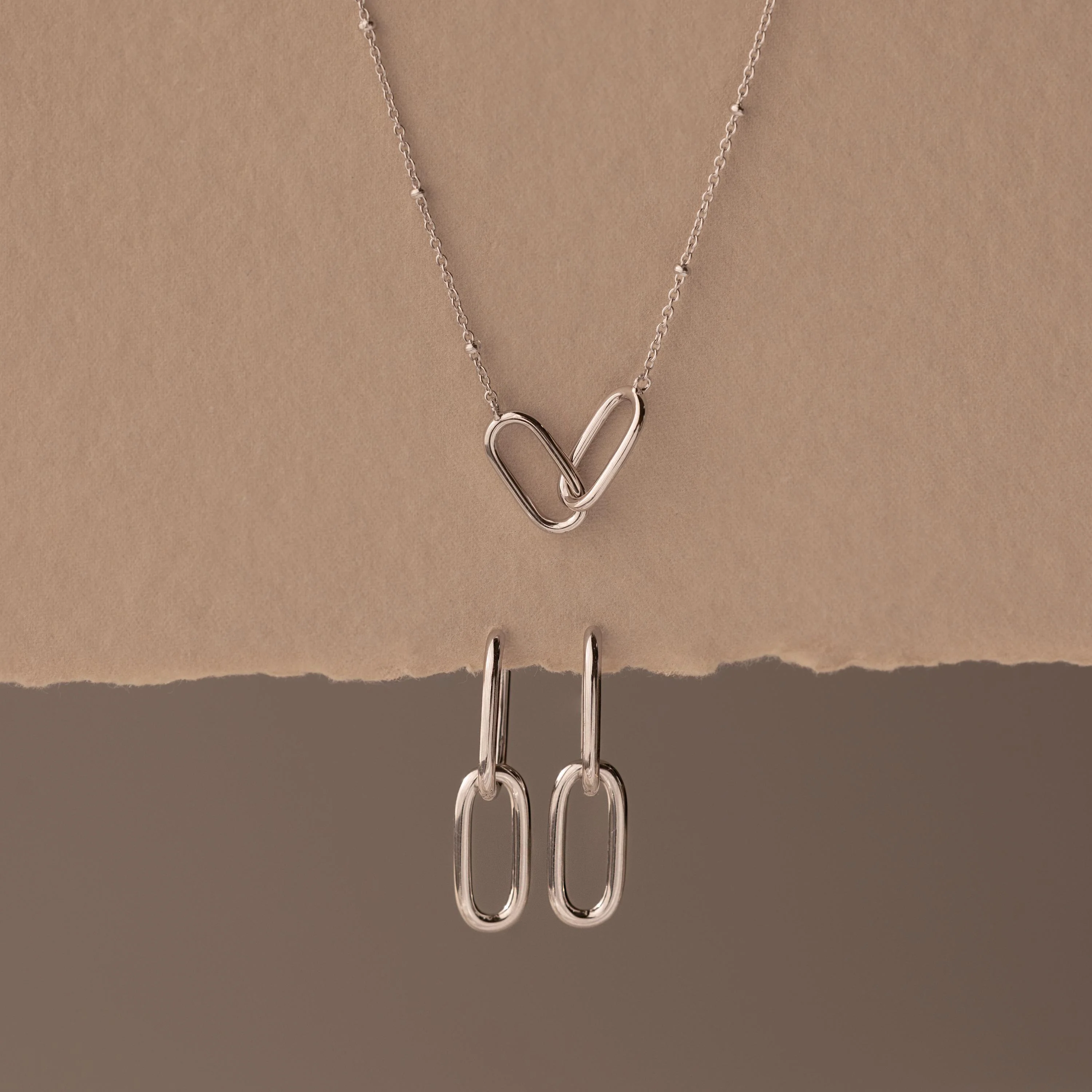 Linked Charm Necklace and Earrings Set - Image 3