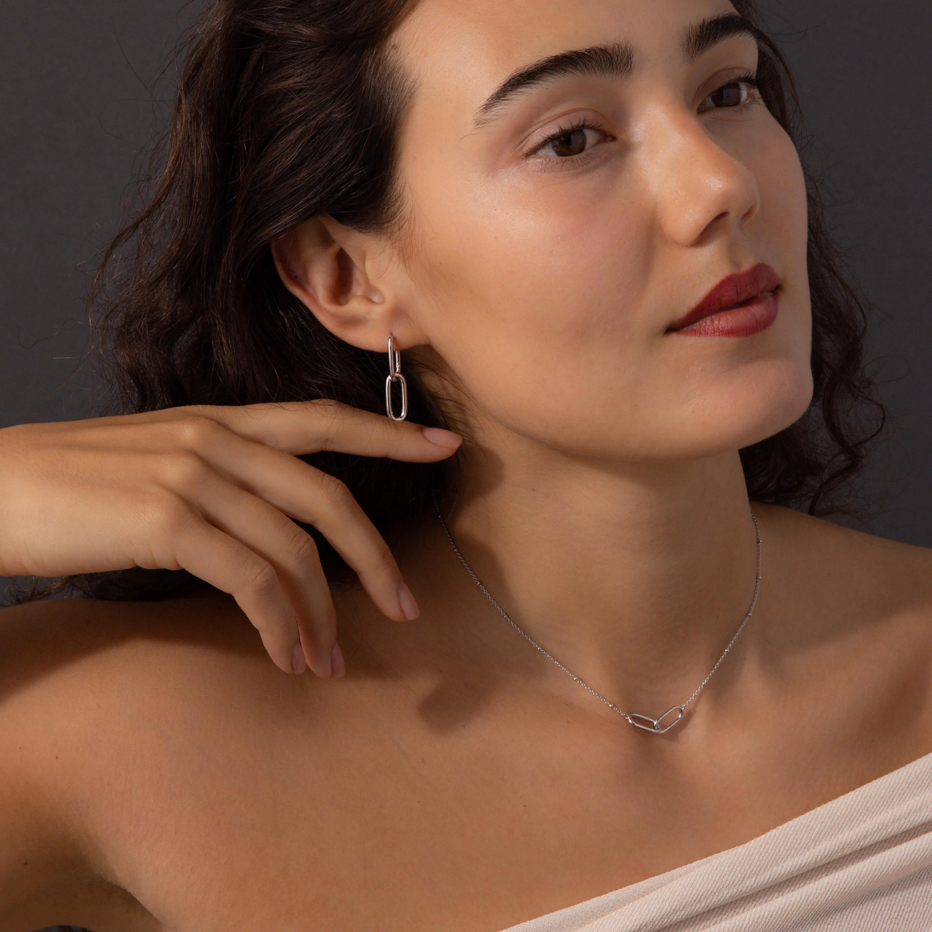 Linked Charm Necklace and Earrings Set - Image 4