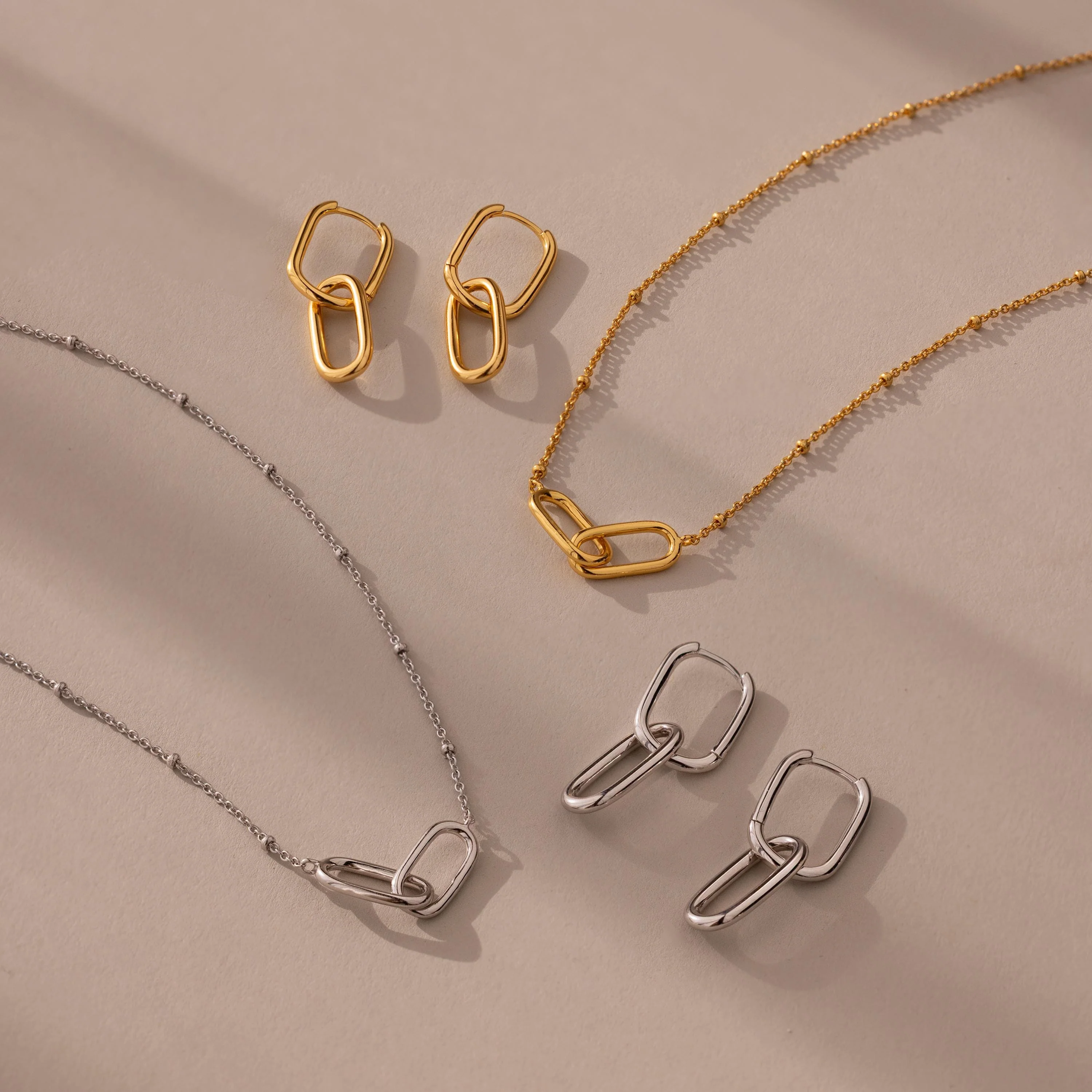 Linked Charm Necklace and Earrings Set - Image 5