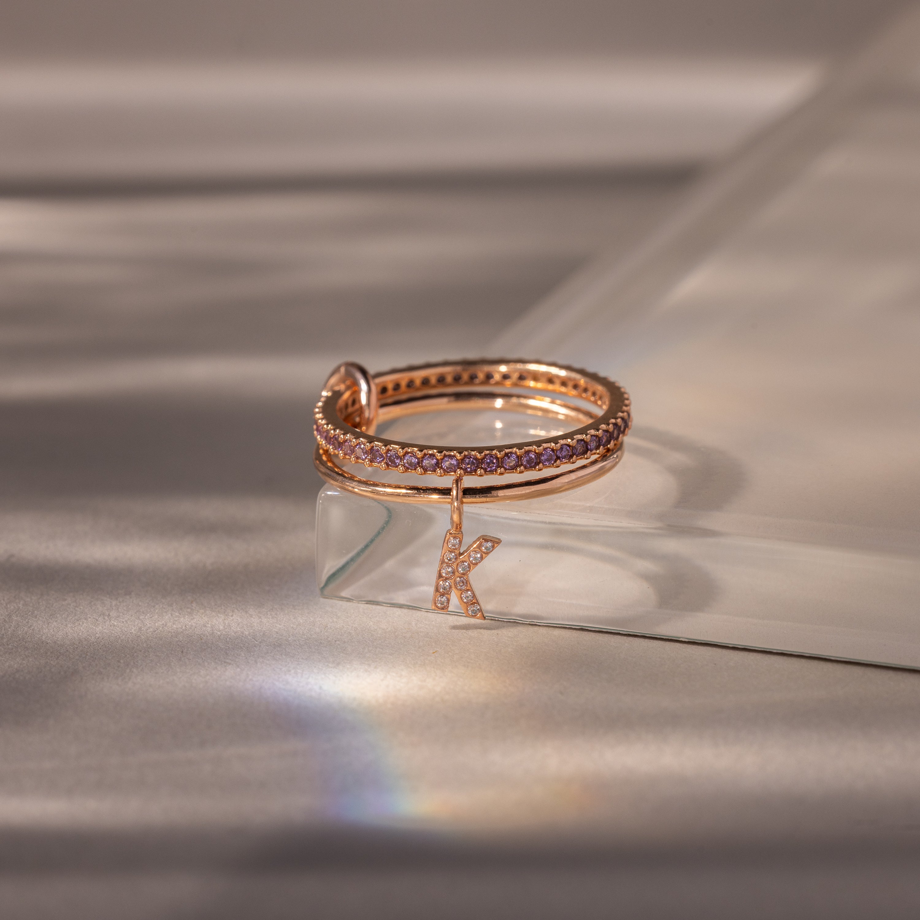 Linked Initial Alexandrite Ring Set - Image 5