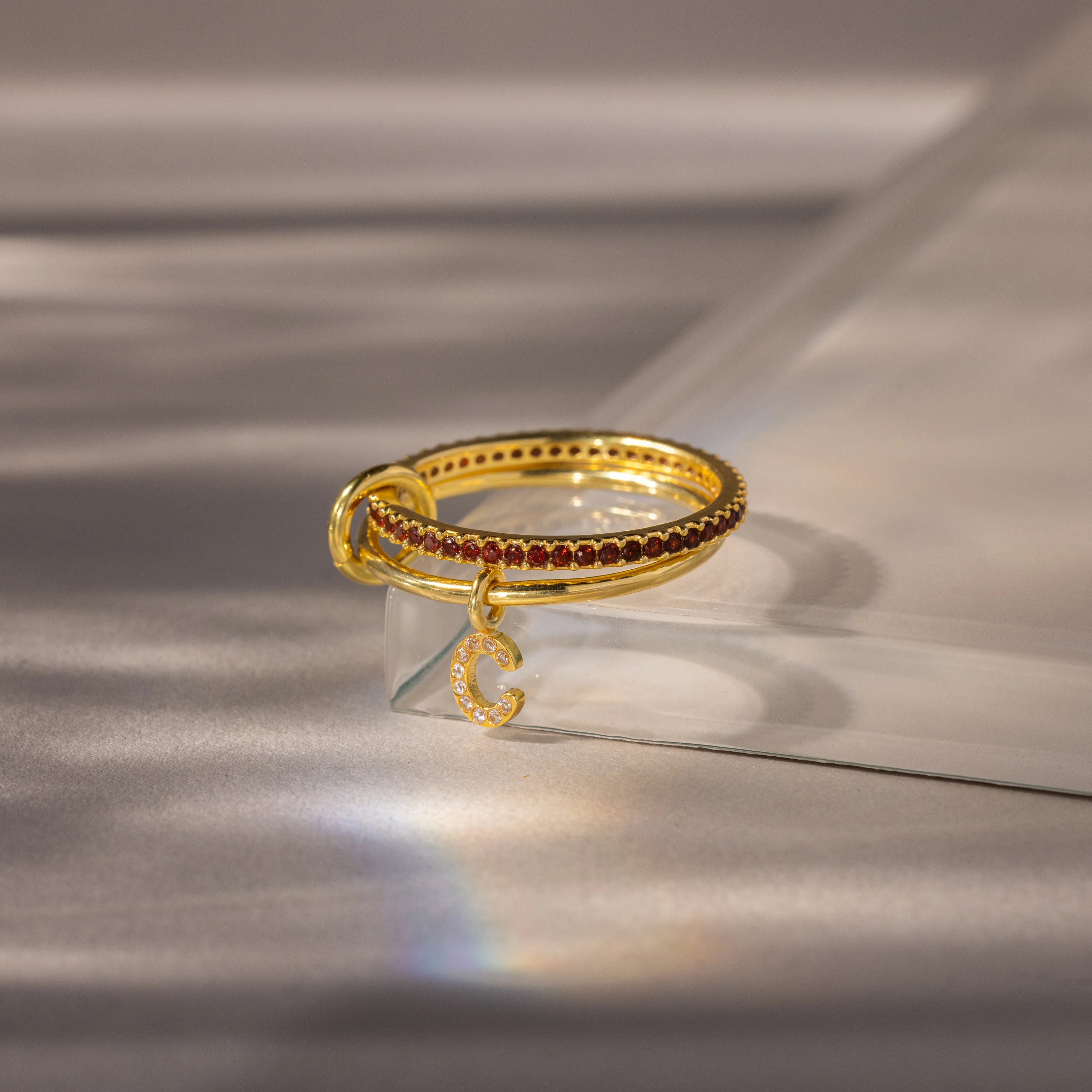 Linked Initial Birthstone Ring Set - Image 11