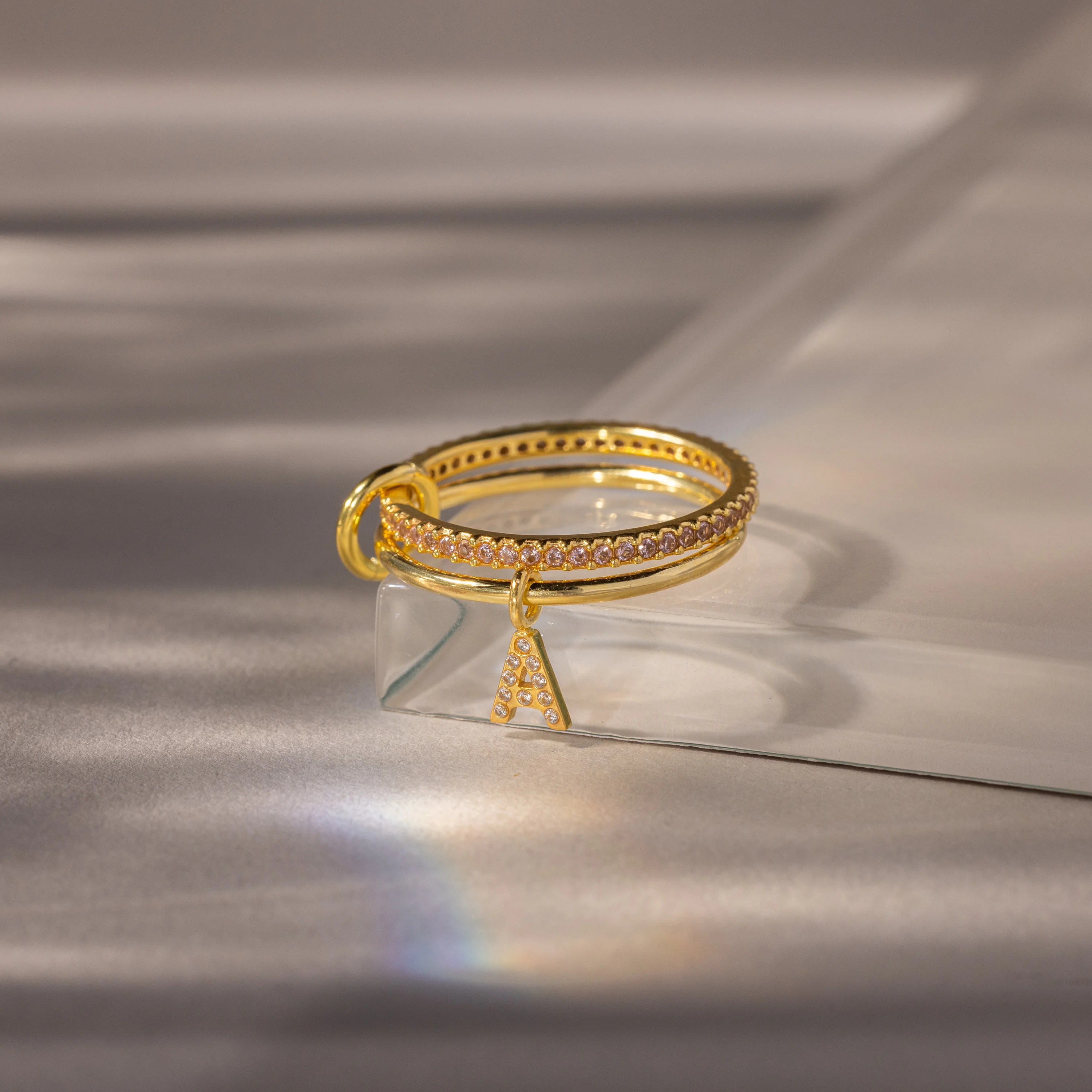 Linked Initial Birthstone Ring Set - Image 13