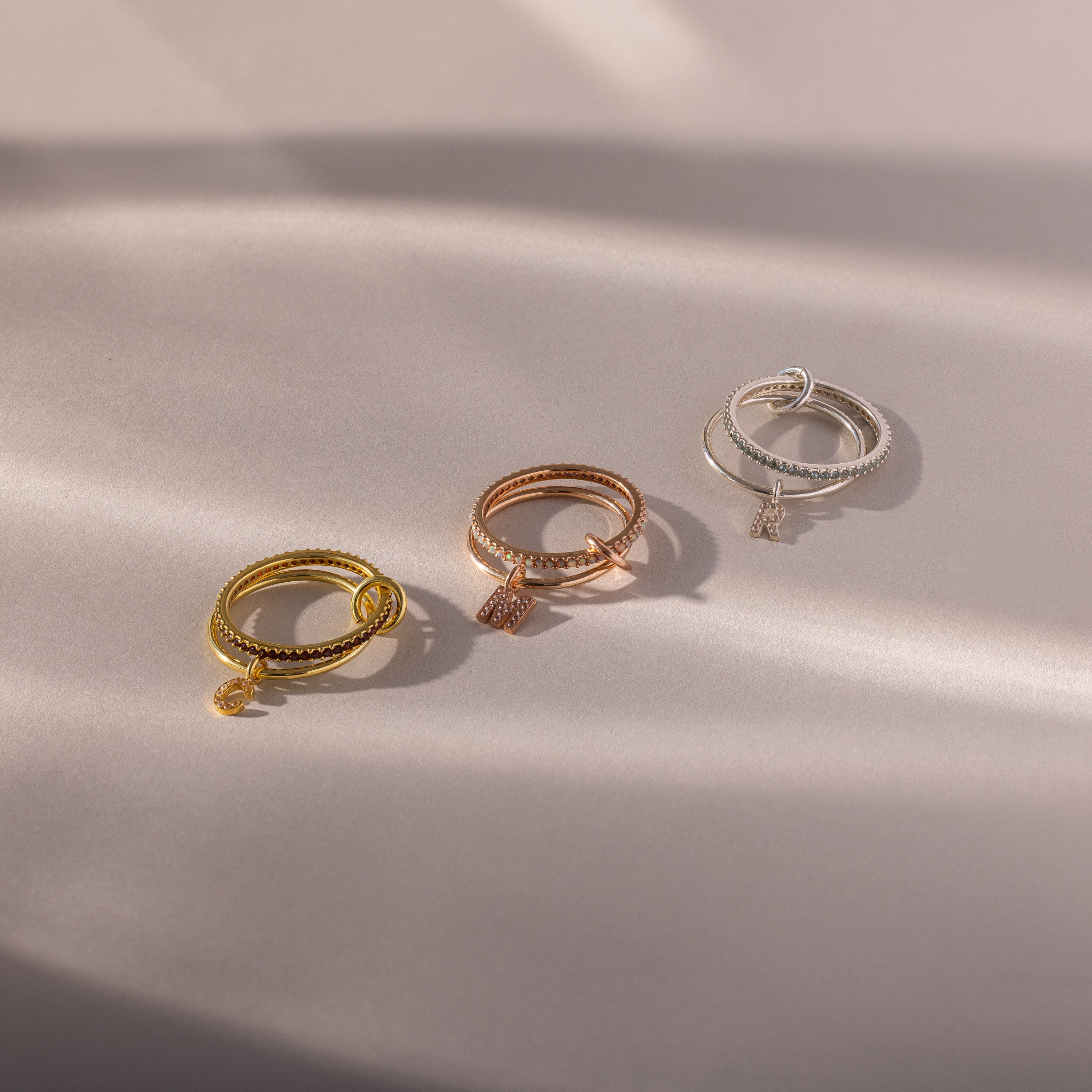 Linked Initial Birthstone Ring Set - Image 20