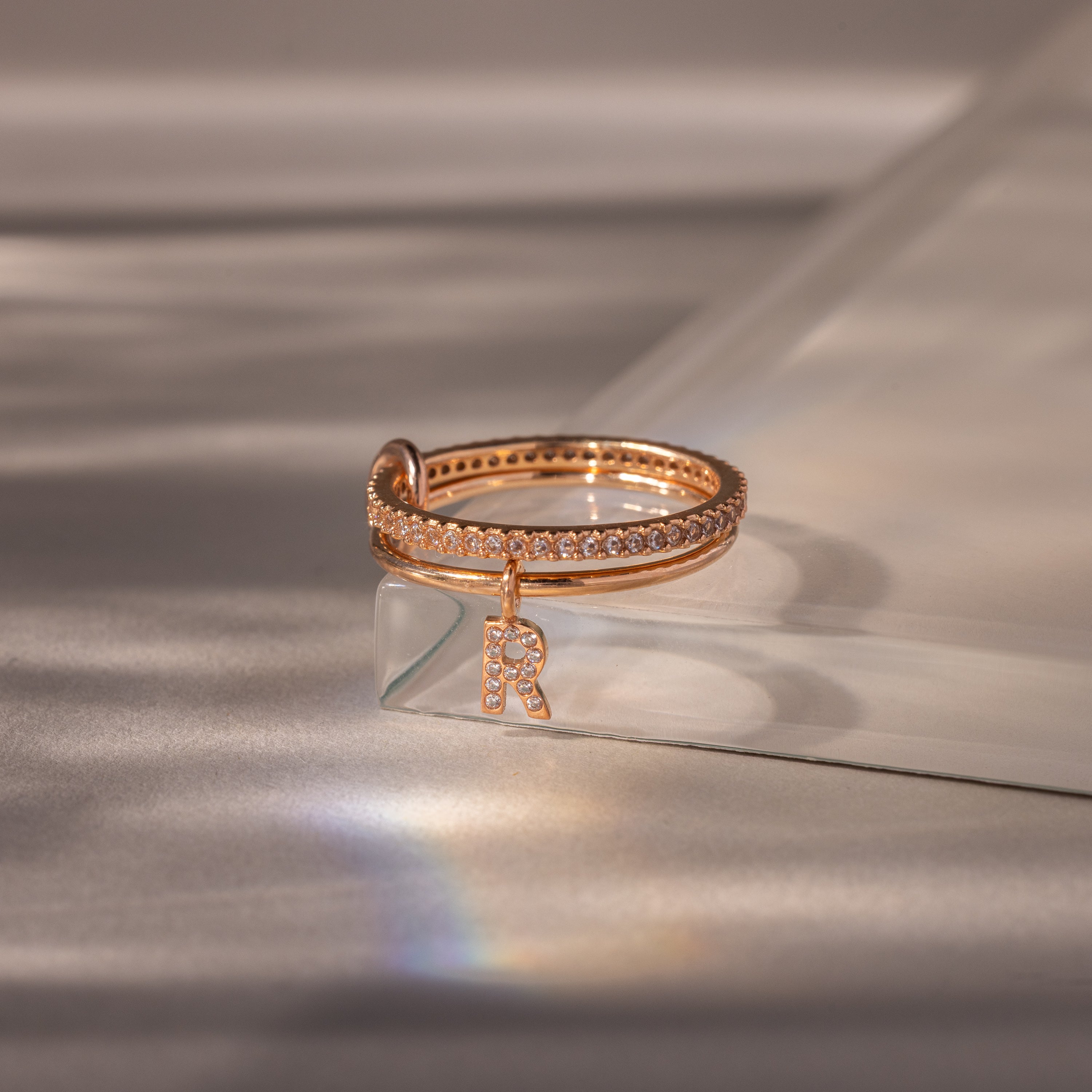 Linked Initial Diamond Ring Set - Image 5