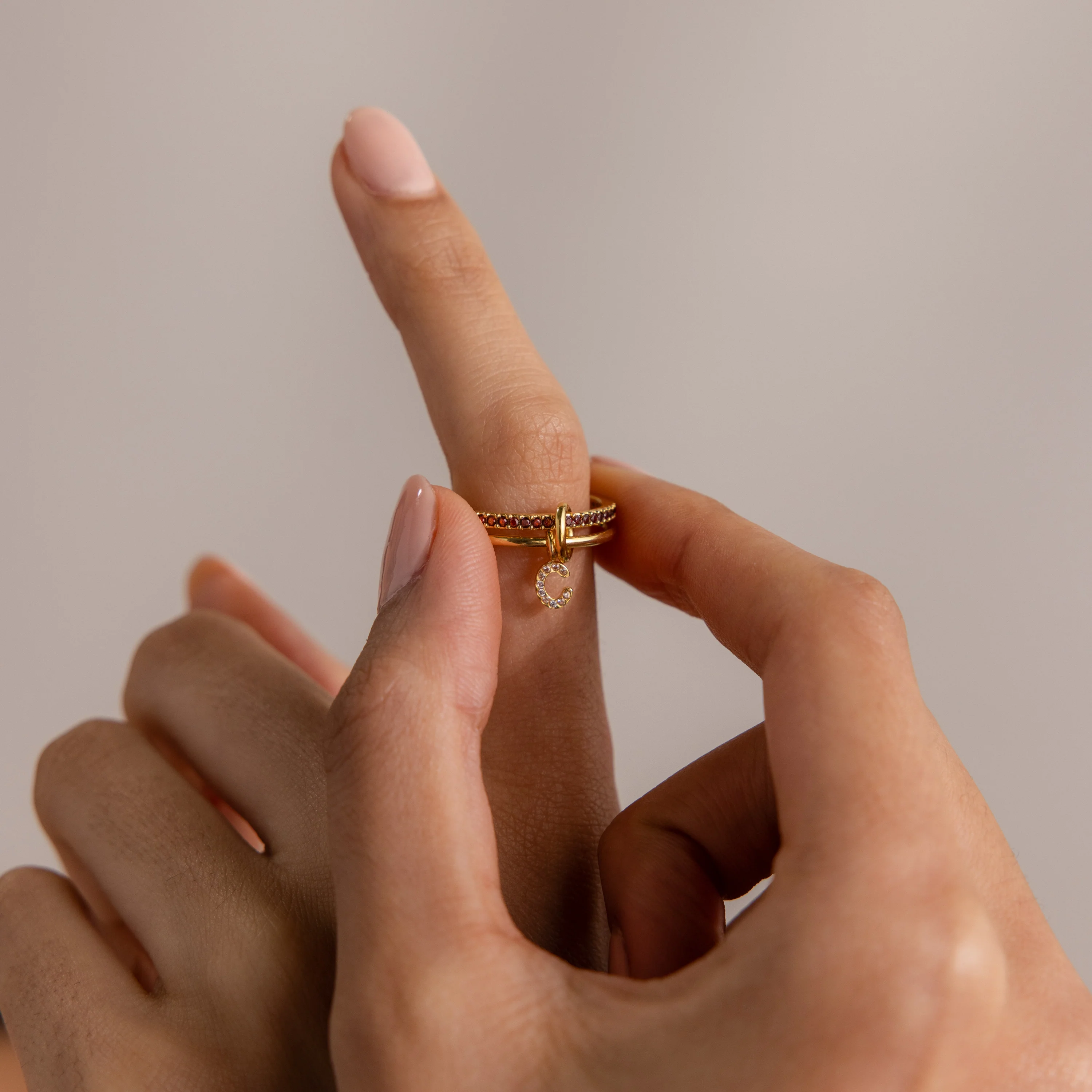 Linked Initial Alexandrite Ring Set - Image 4