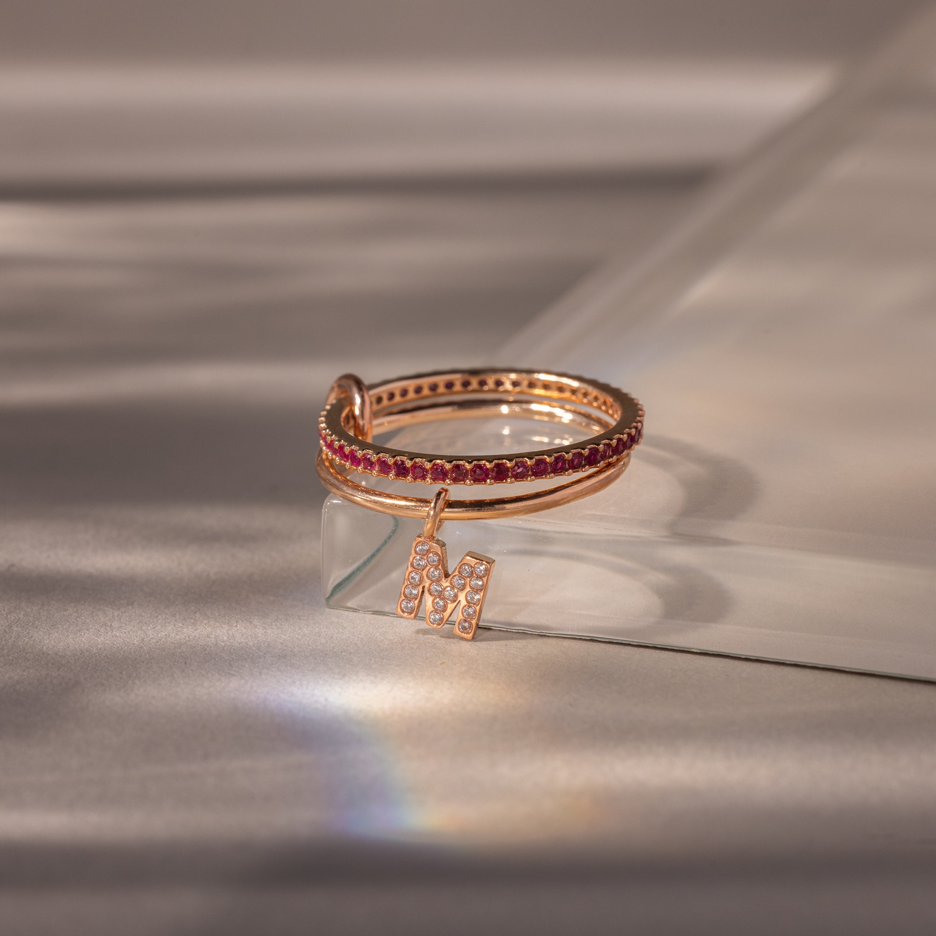Linked Initial Ruby Ring Set - Image 5