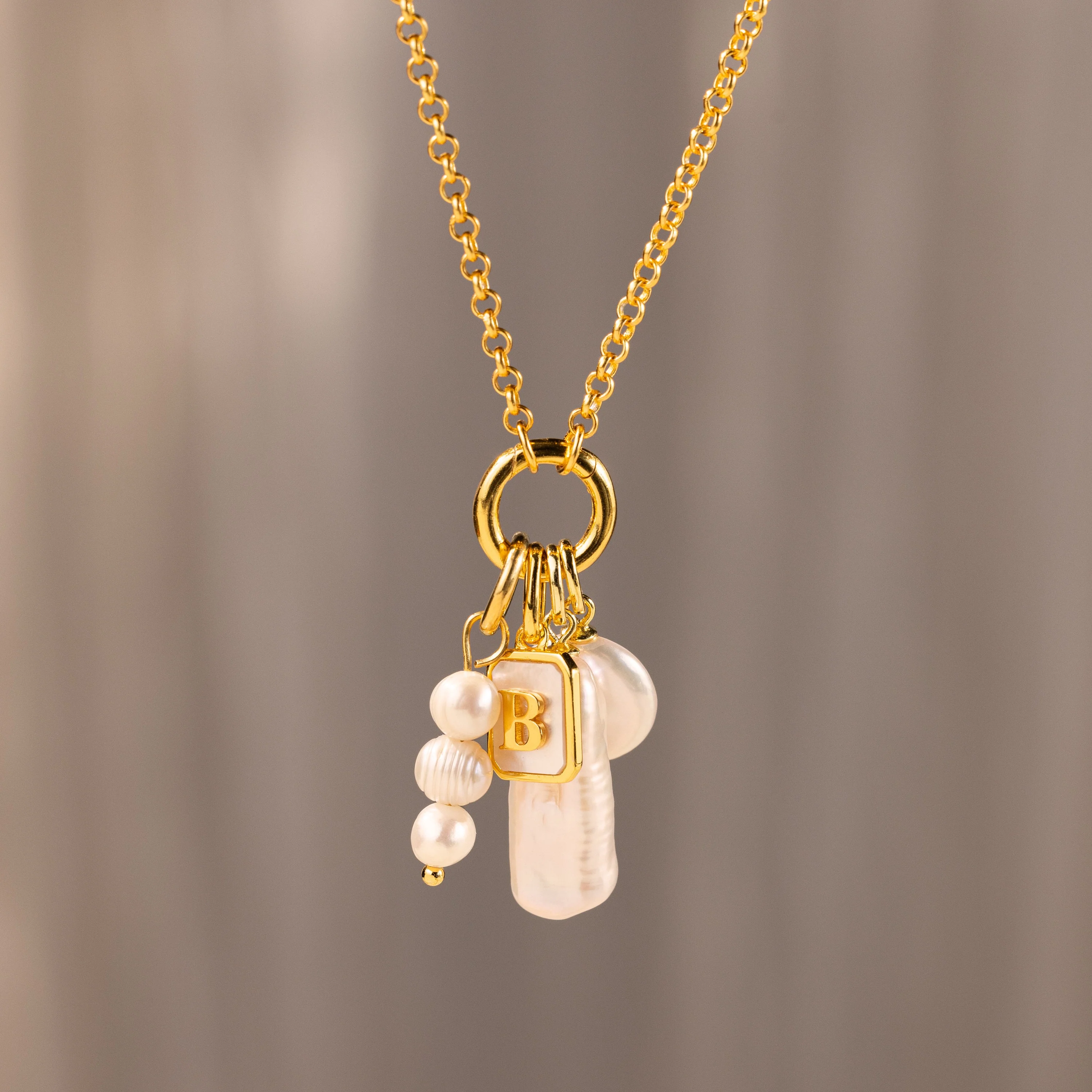 Long Baroque Pearl Charm in 18K Gold - Image 7