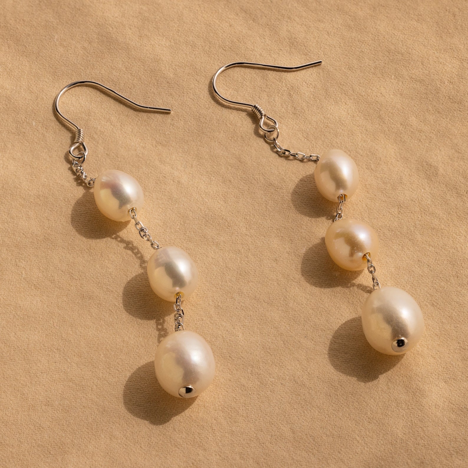 Long Pearl Dangle Earrings - Image 2
