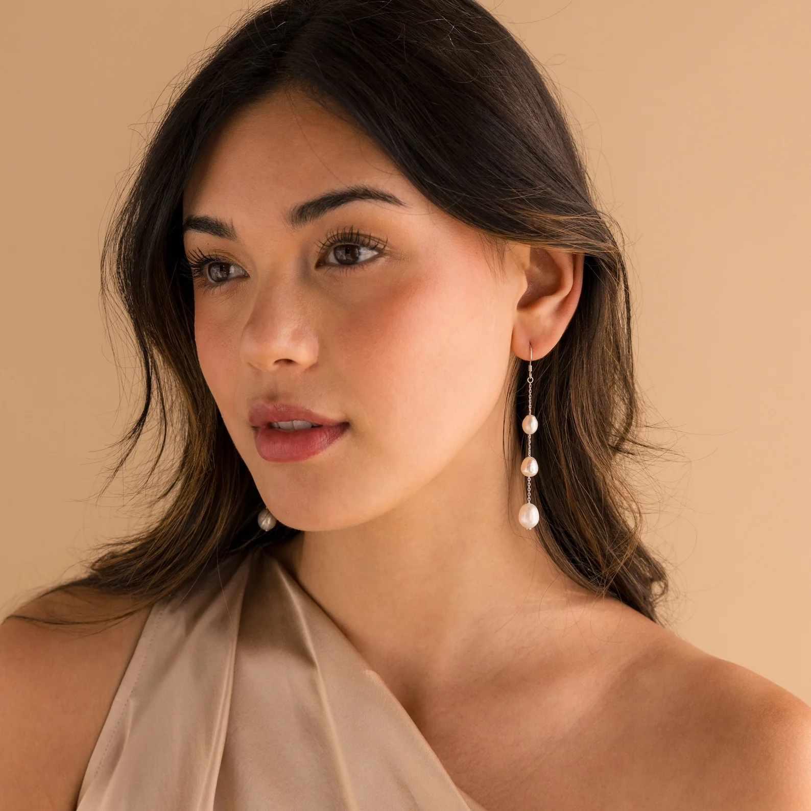 Long Pearl Dangle Earrings - Image 5