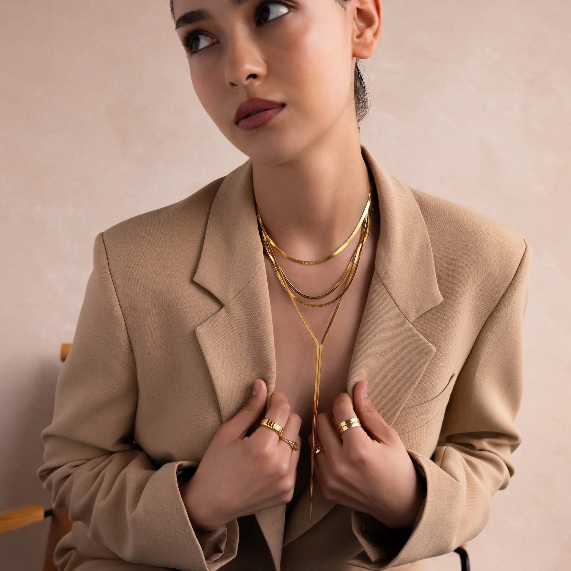 Long Y Herringbone Chain Necklace - Image 8