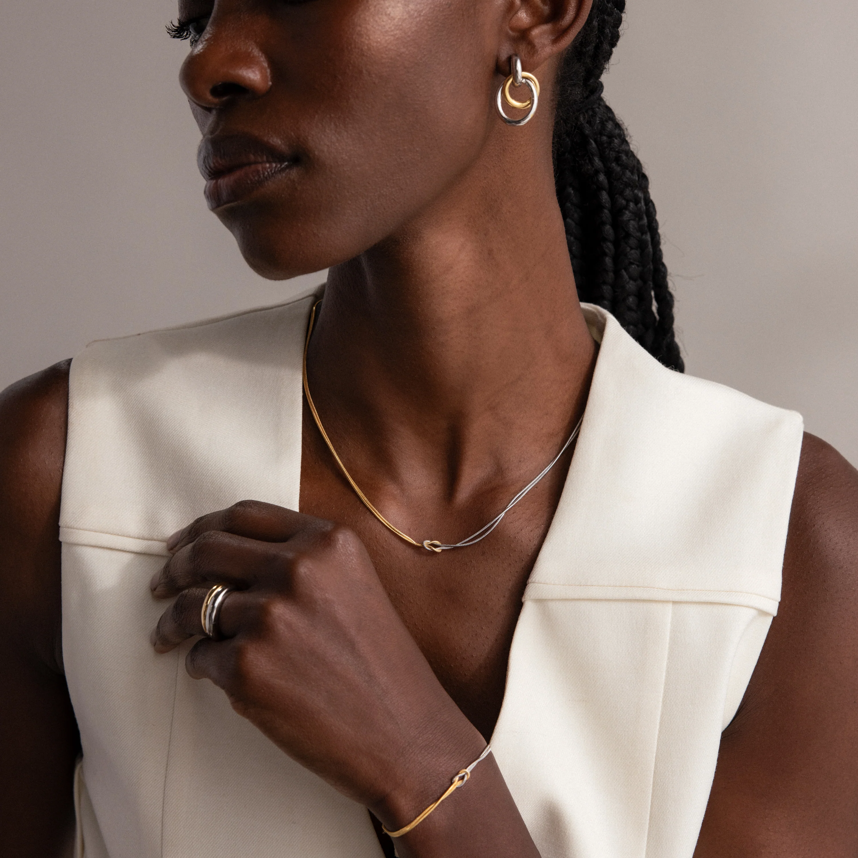Love Knot Chain Necklace in Mixed Metal - Image 8