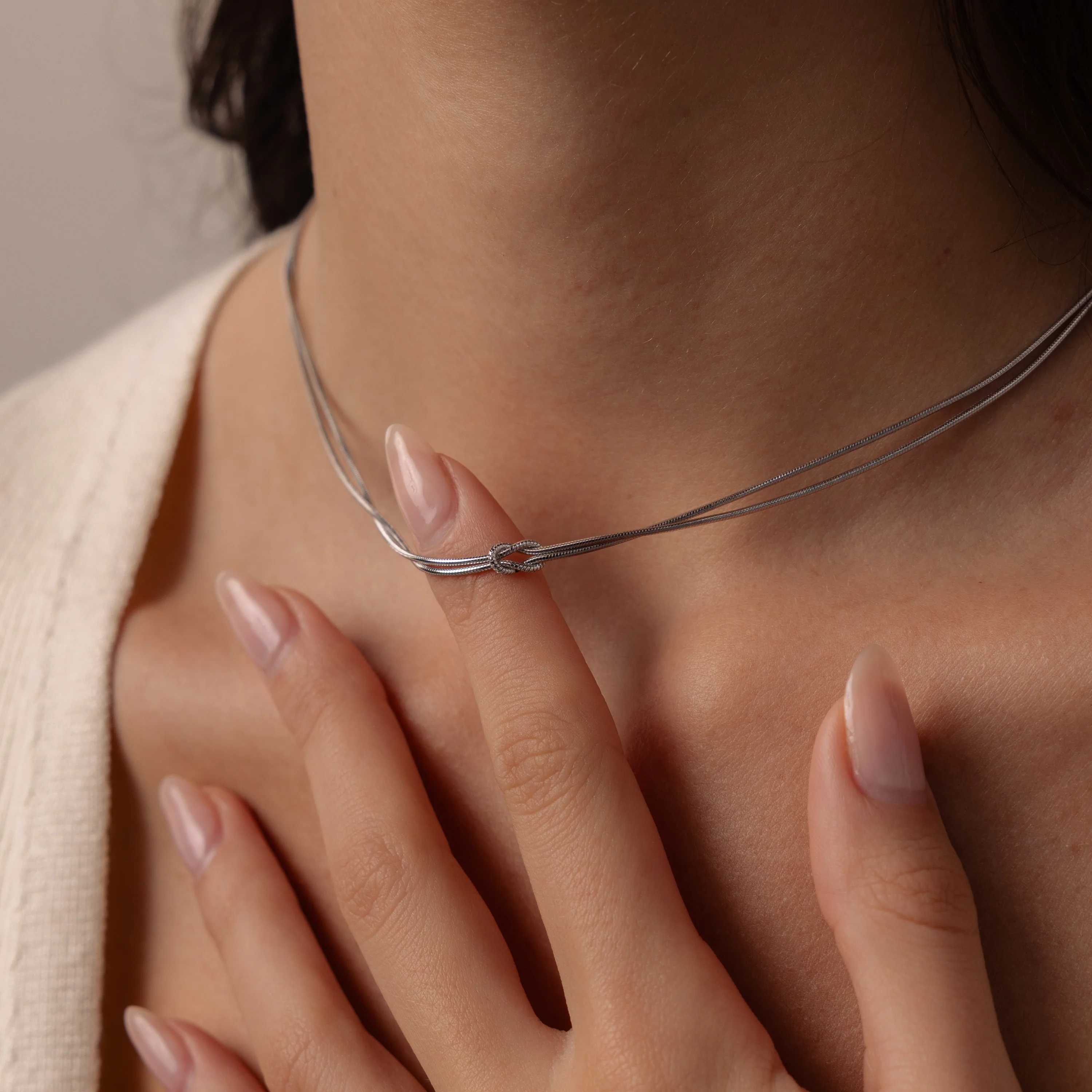 Love Knot Chain Necklace in Silver - Image 4