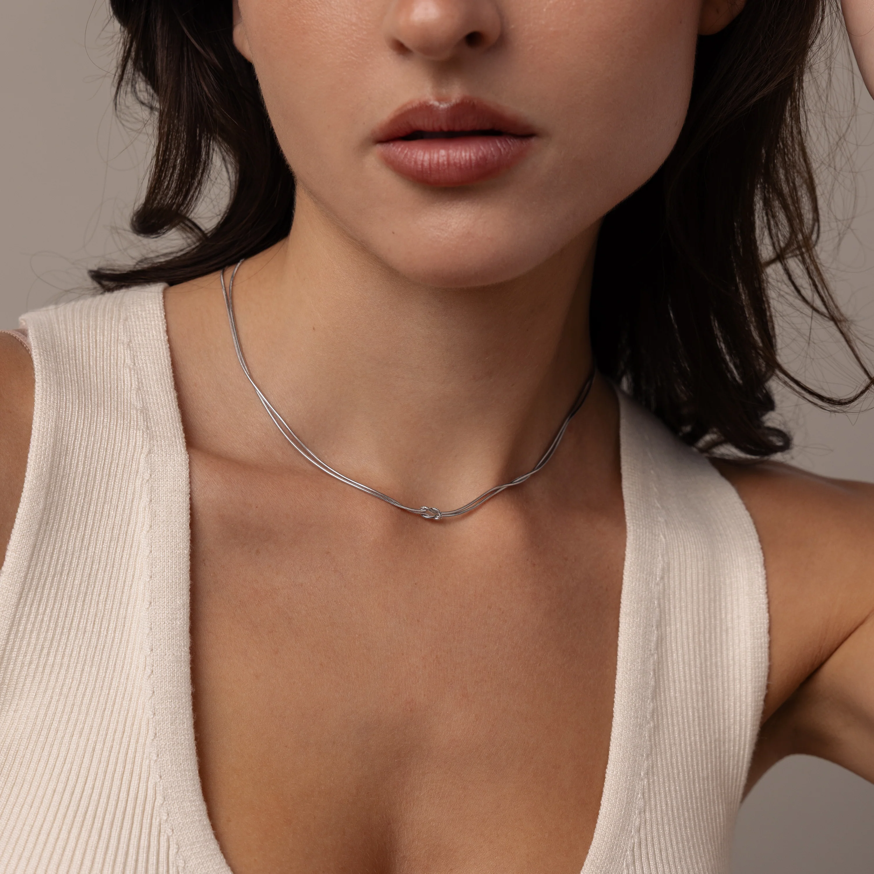 Love Knot Chain Necklace in Silver - Image 6