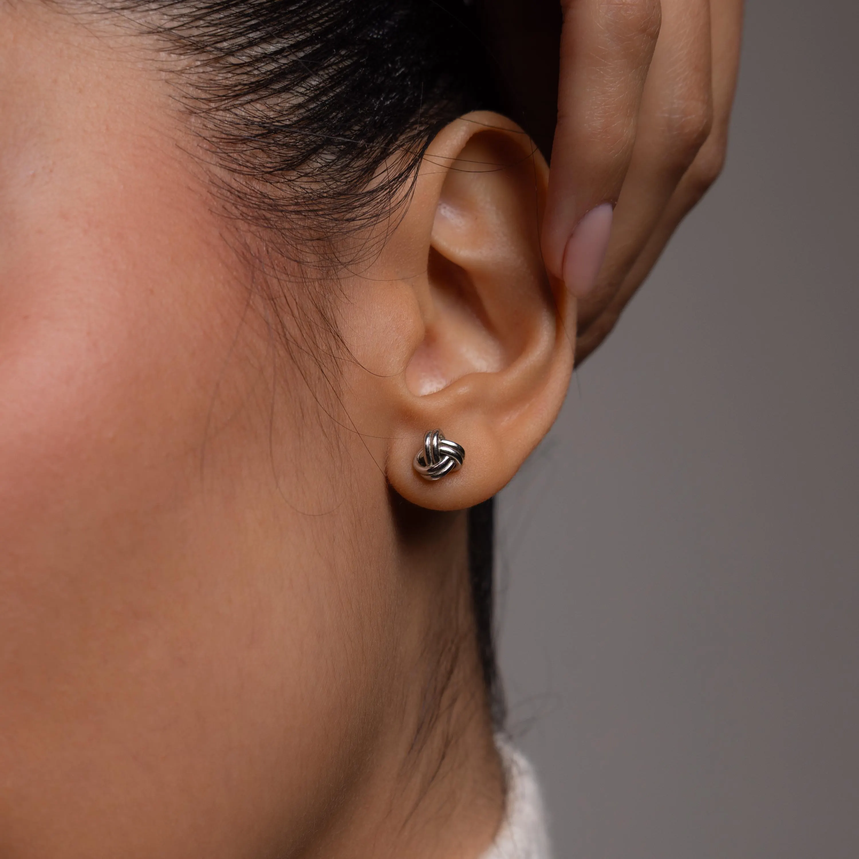 Love Knot Studs in Silver - Image 2