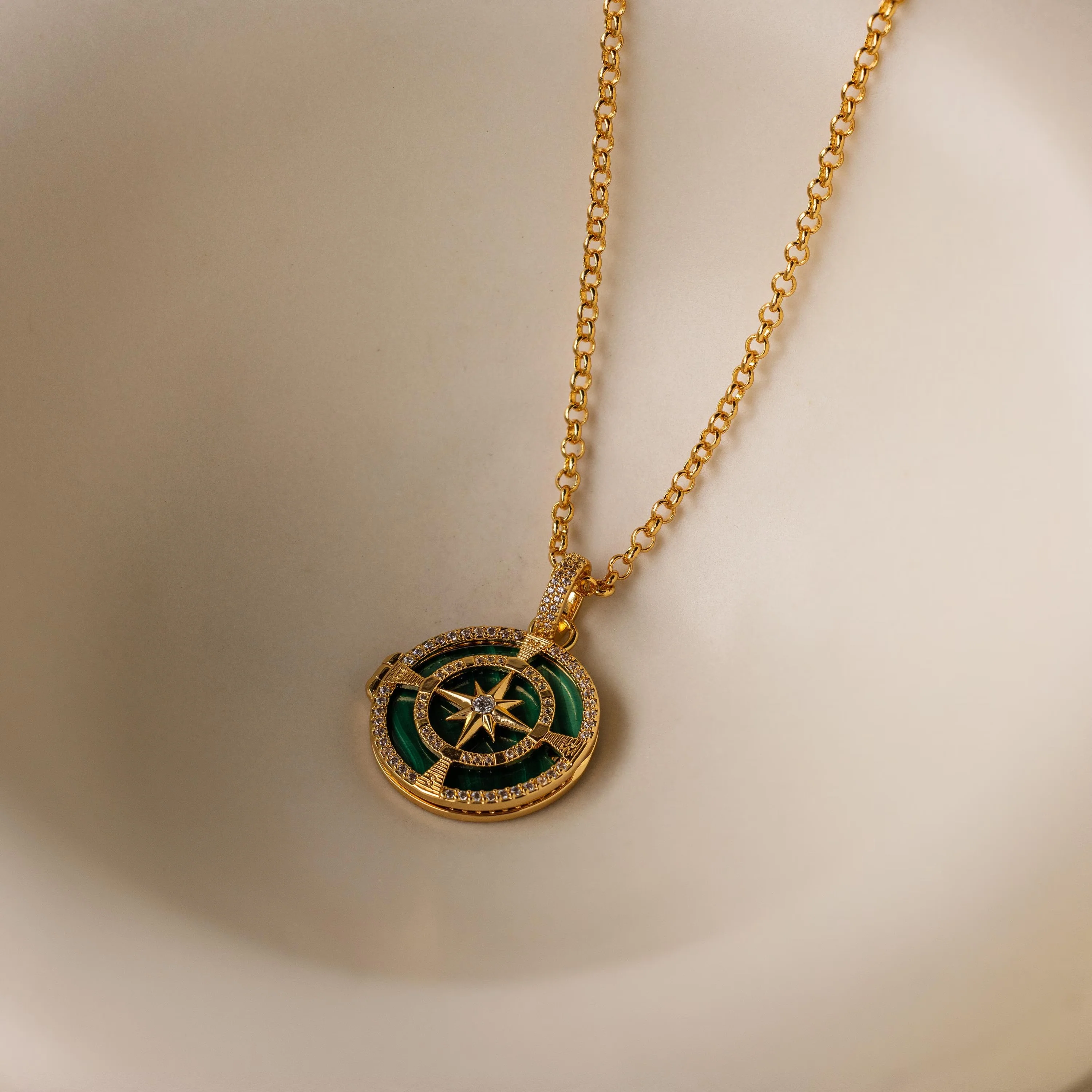 Malachite Compass Locket Necklace - Image 7