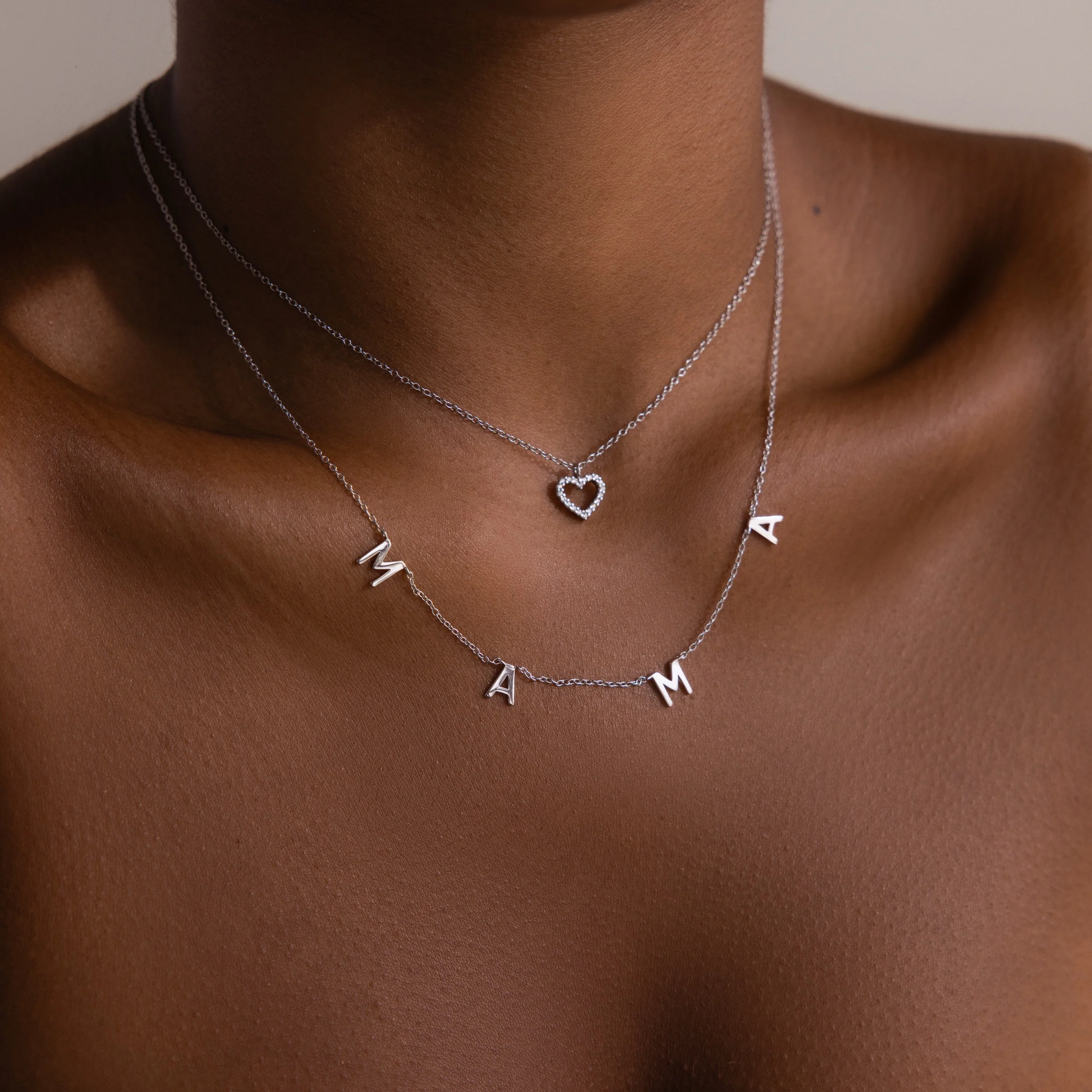 Mama Letter Necklace in Silver - Image 4