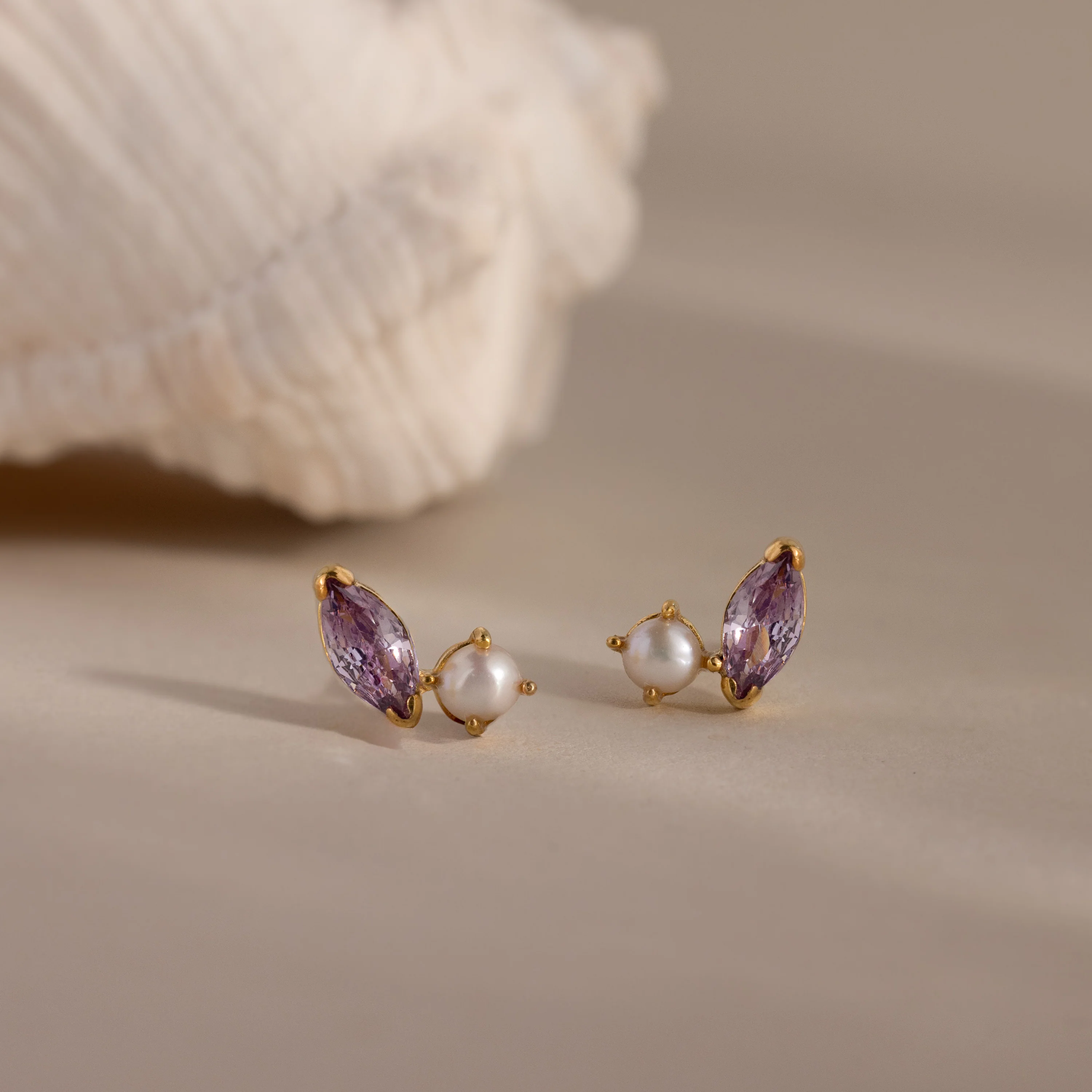 Marquise Alexandrite & Pearl Studs