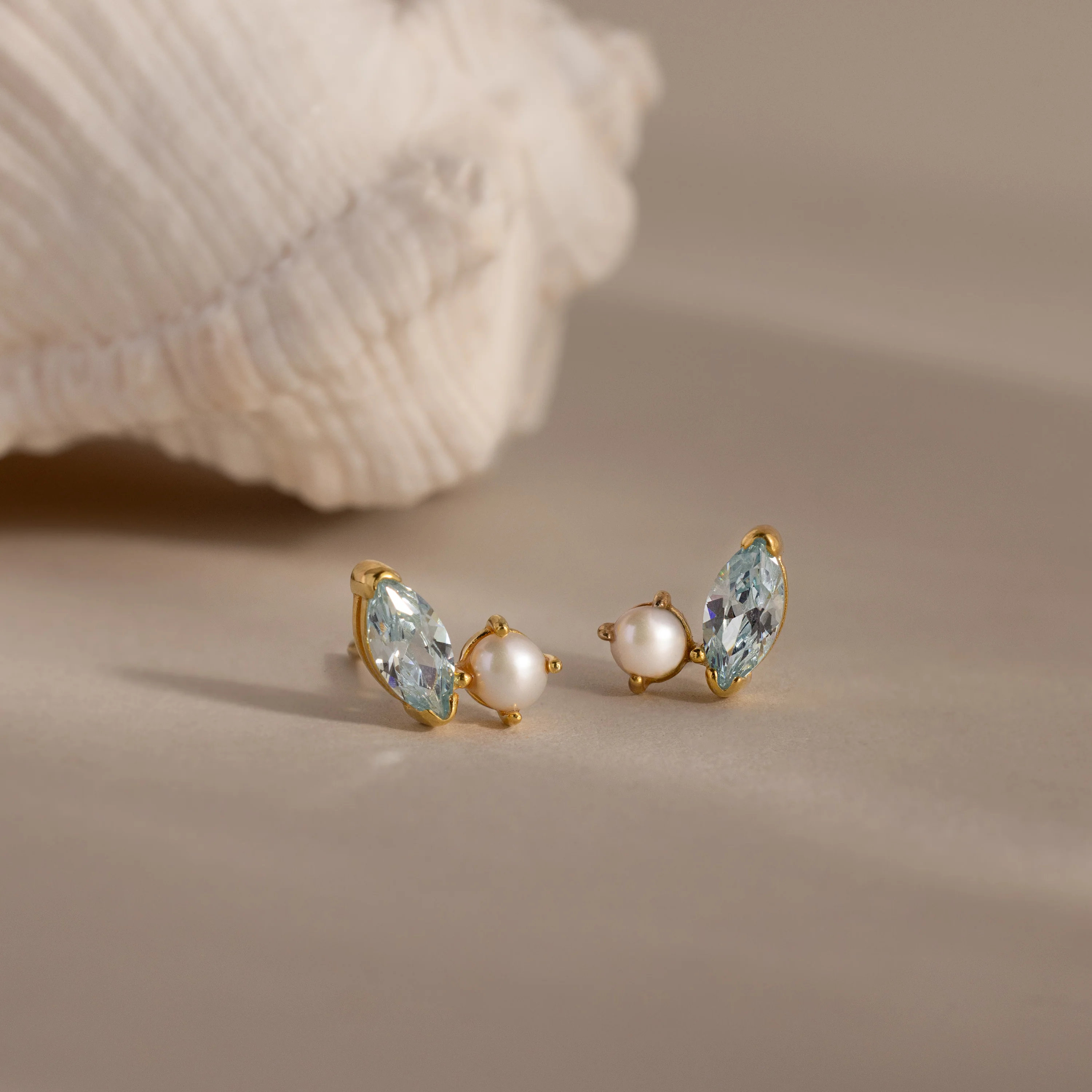 Marquise Birthstone & Pearl Studs - Image 6