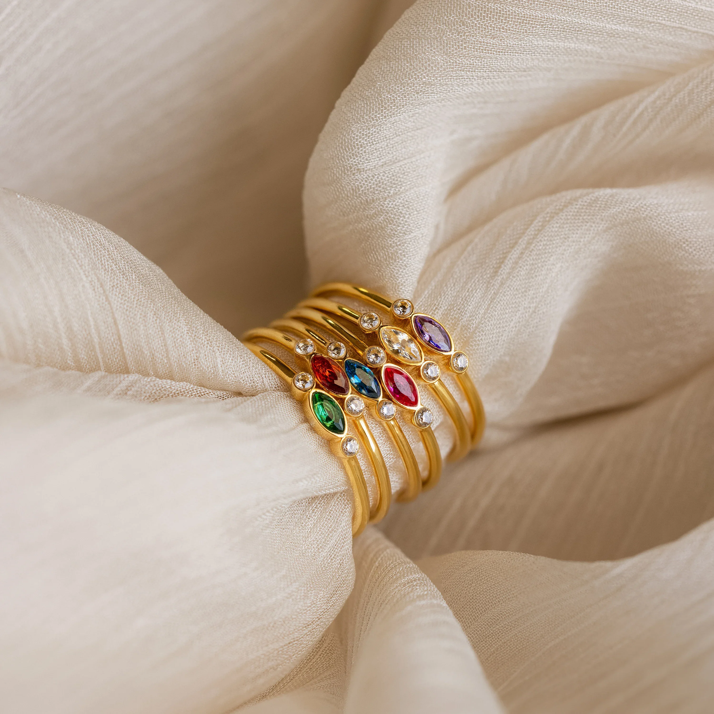 Marquise Bezel Birthstone Ring - Image 5