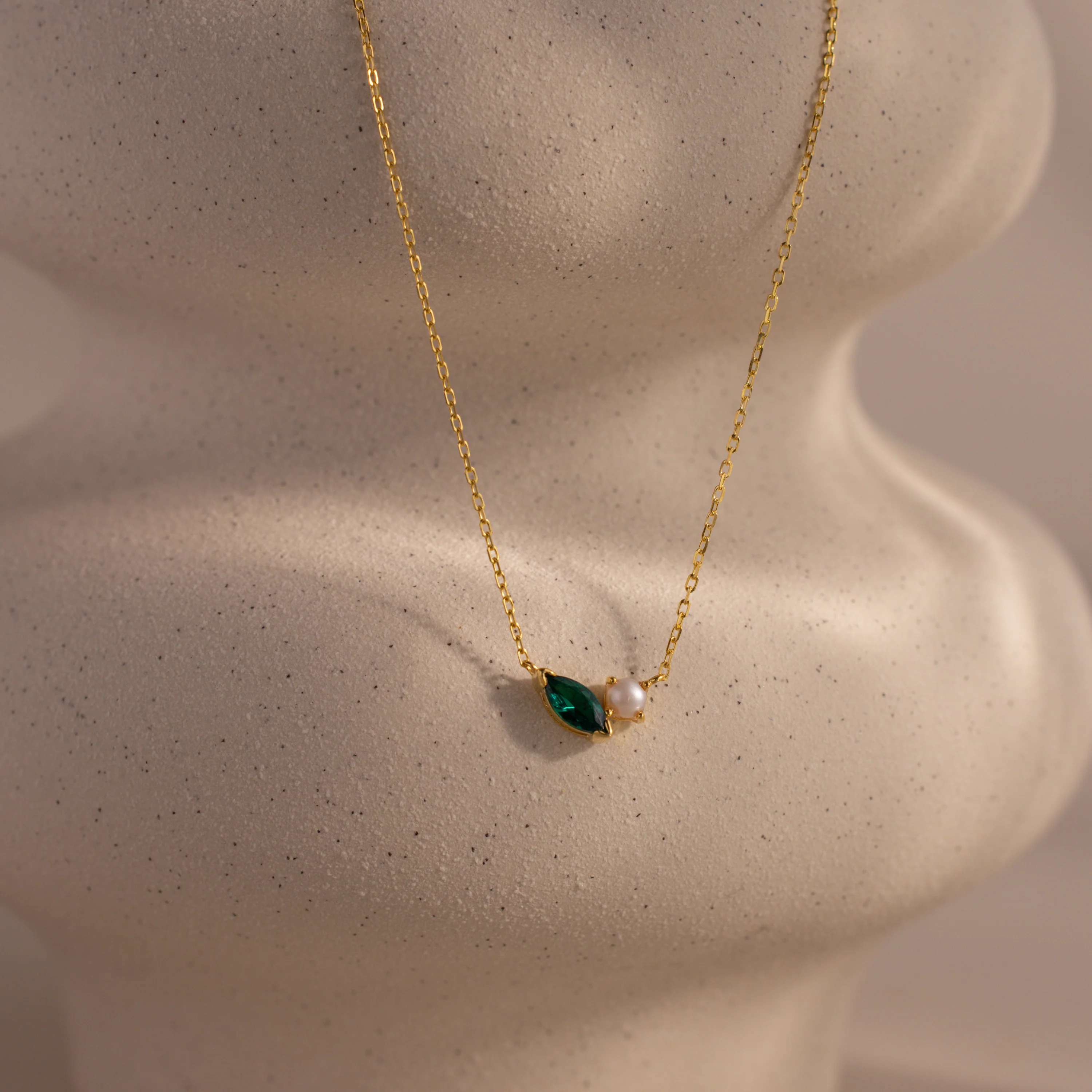 Marquise Emerald & Pearl Necklace