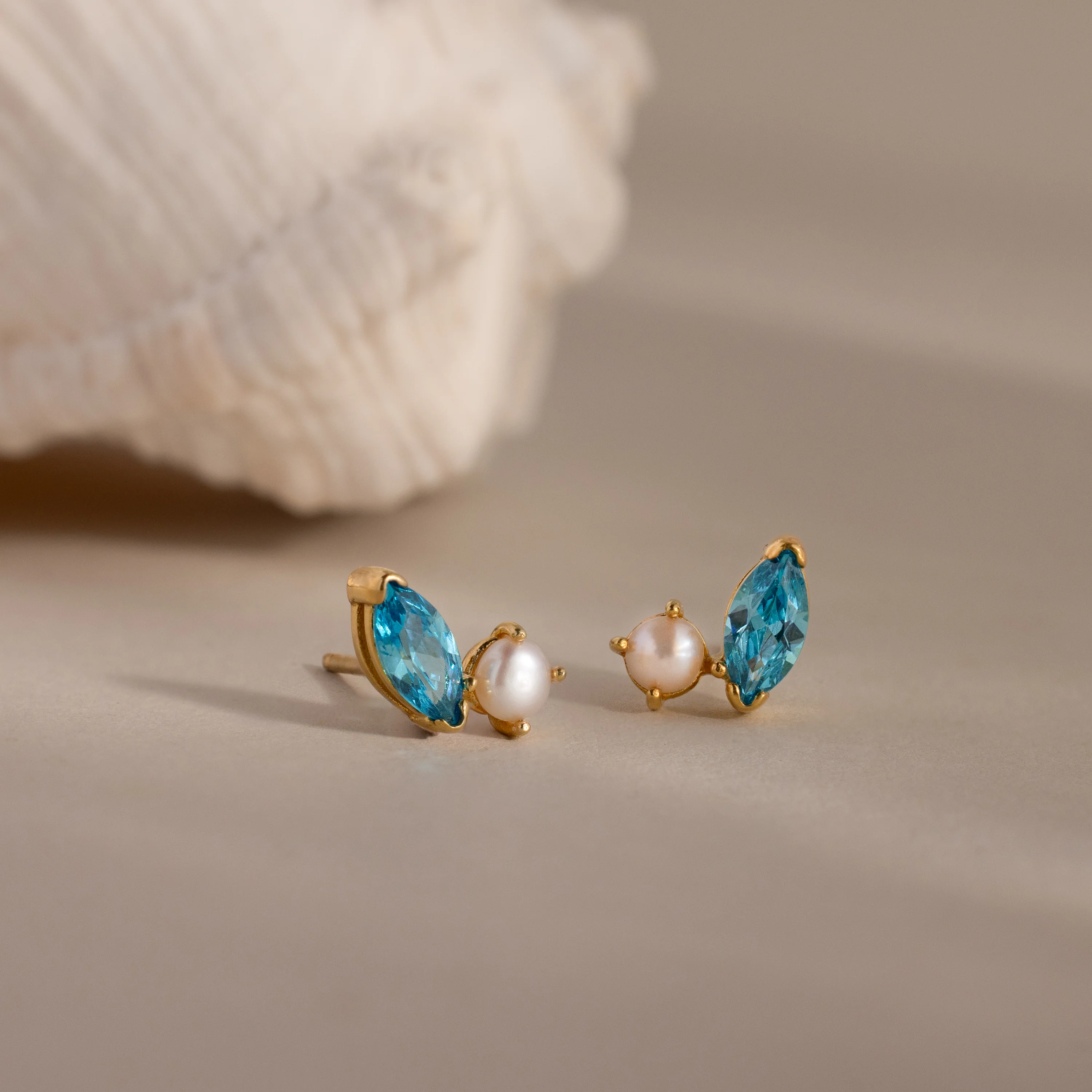 Marquise Birthstone & Pearl Studs - Image 4