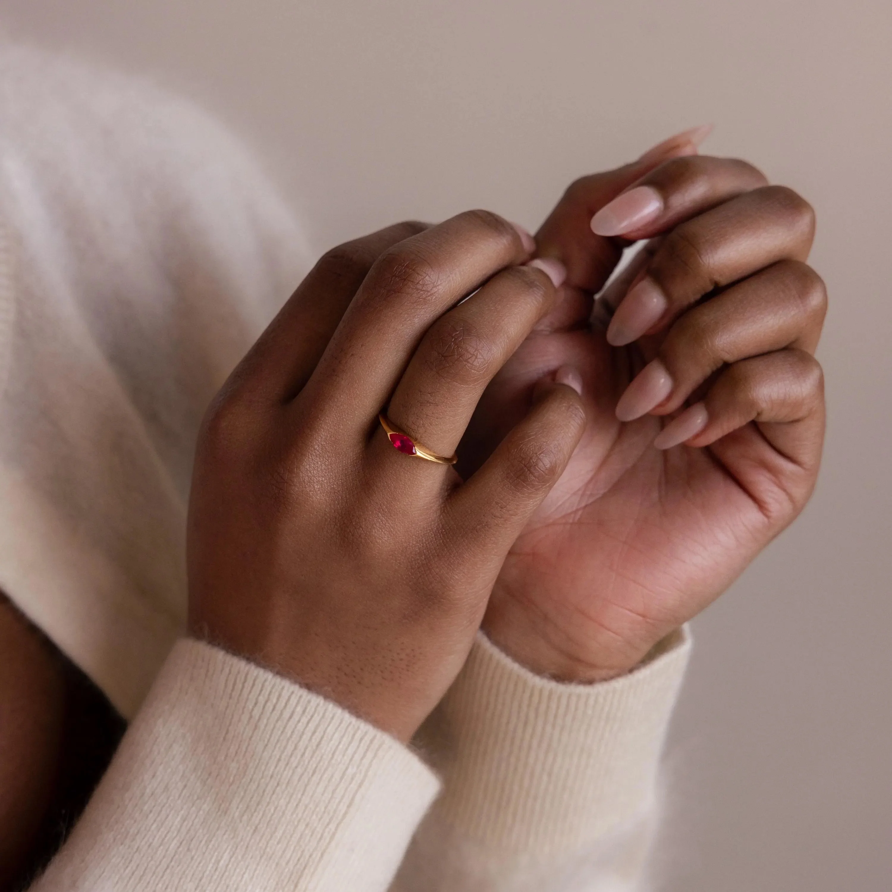 Marquise Birthstone Signet Ring - Image 4