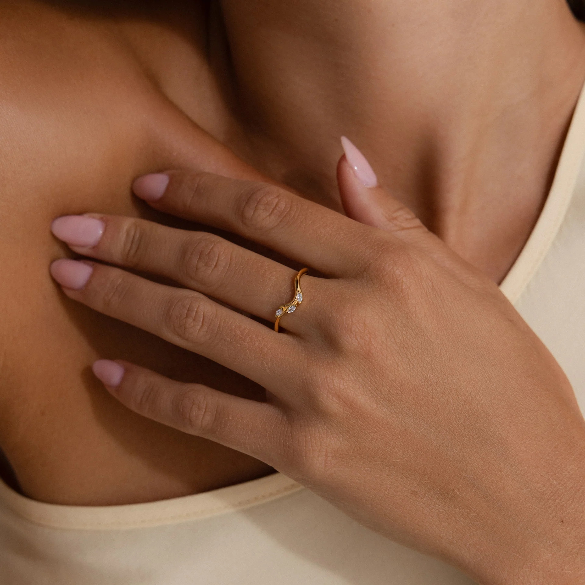 Marquise Diamond Curve Ring - Image 2