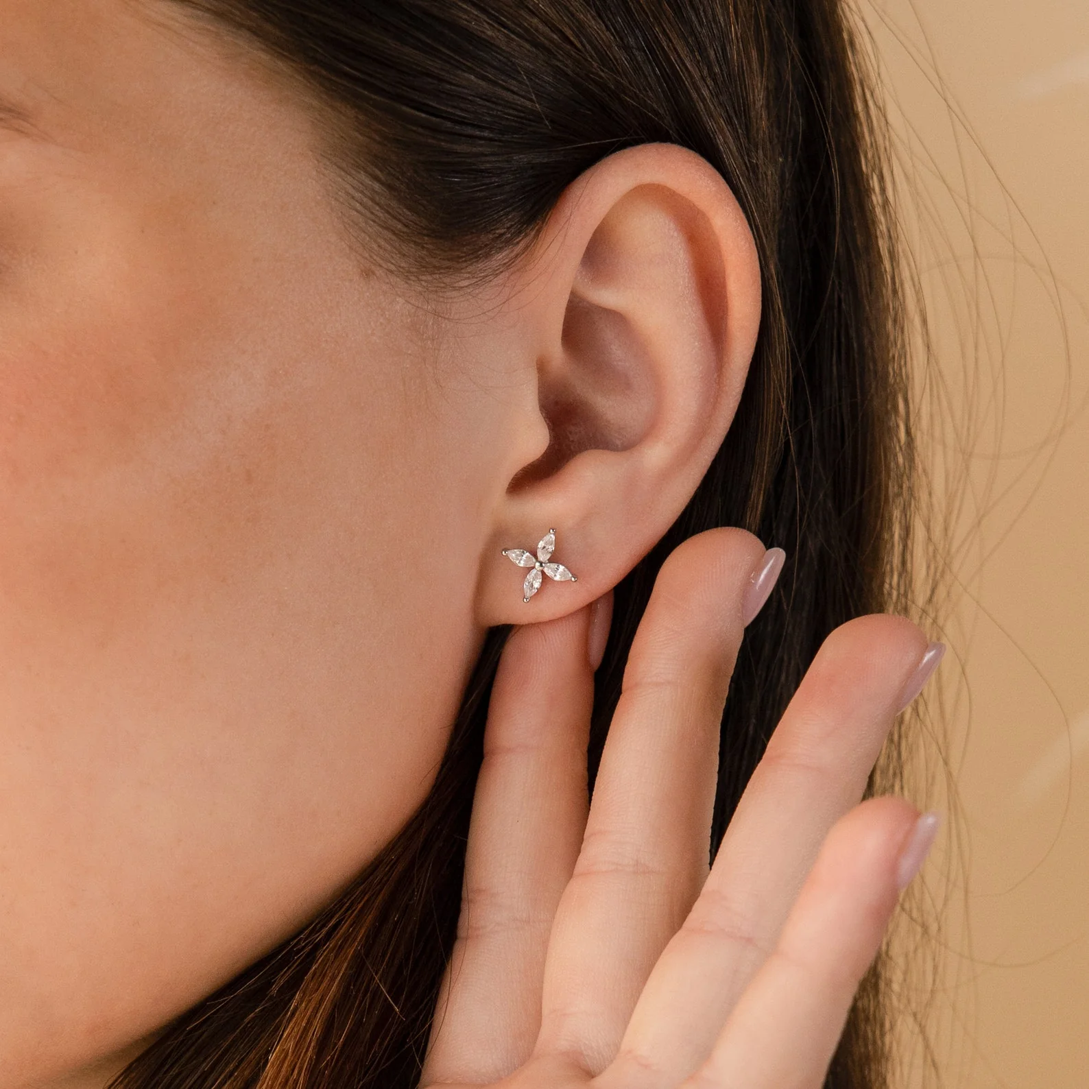 Marquise Diamond Flower Studs - Image 3