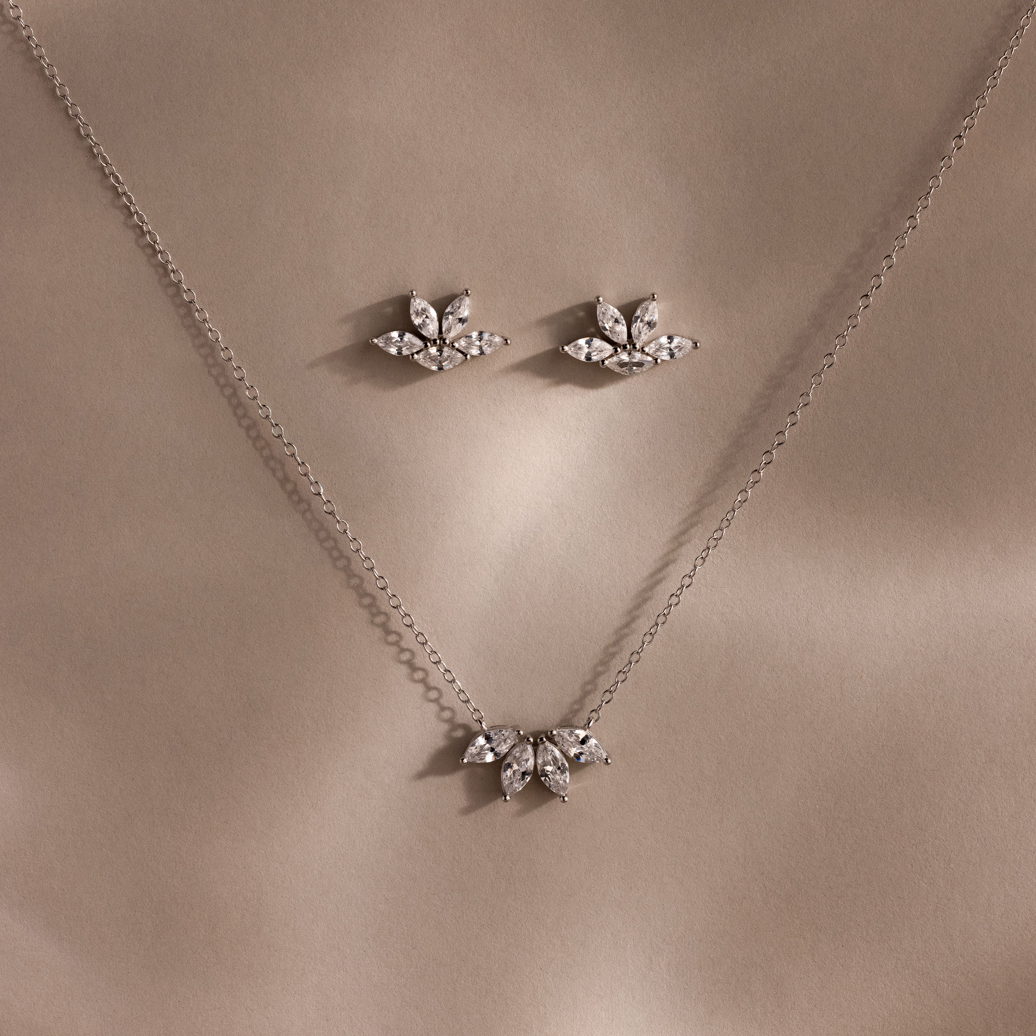 Marquise Diamond Necklace & Earrings Set - Image 3
