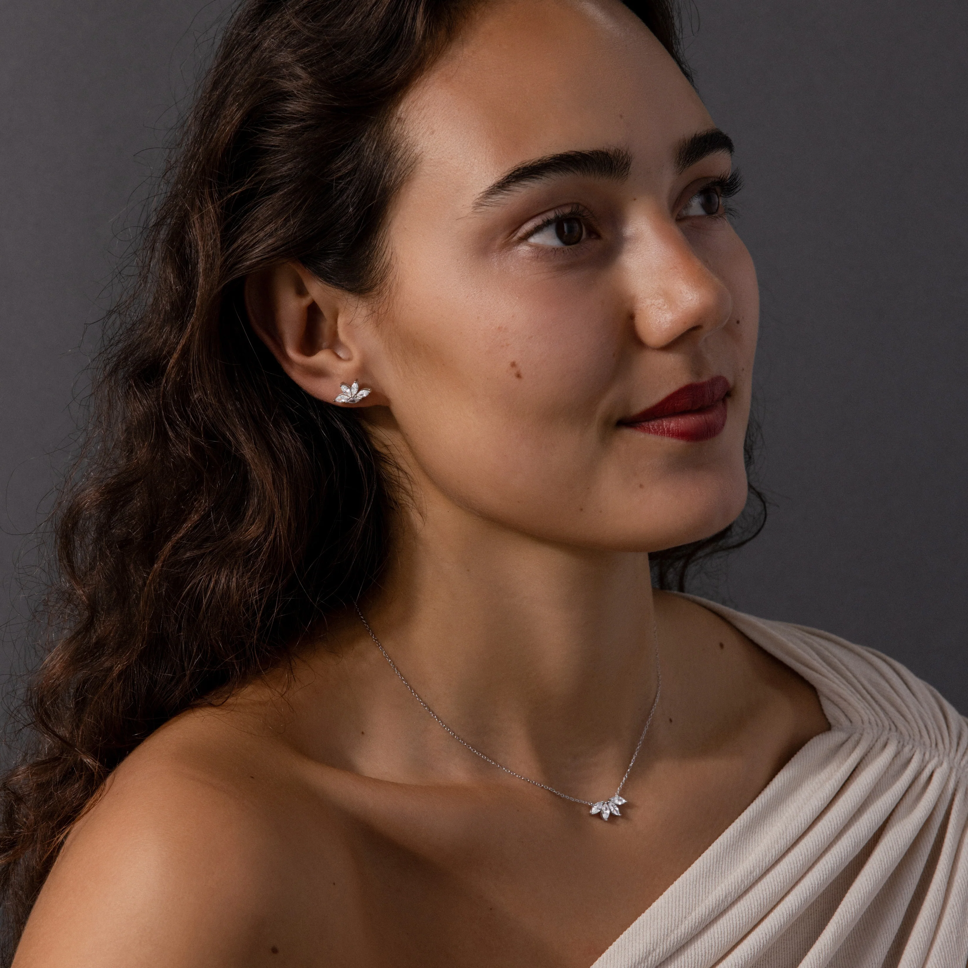 Marquise Diamond Necklace & Earrings Set - Image 8