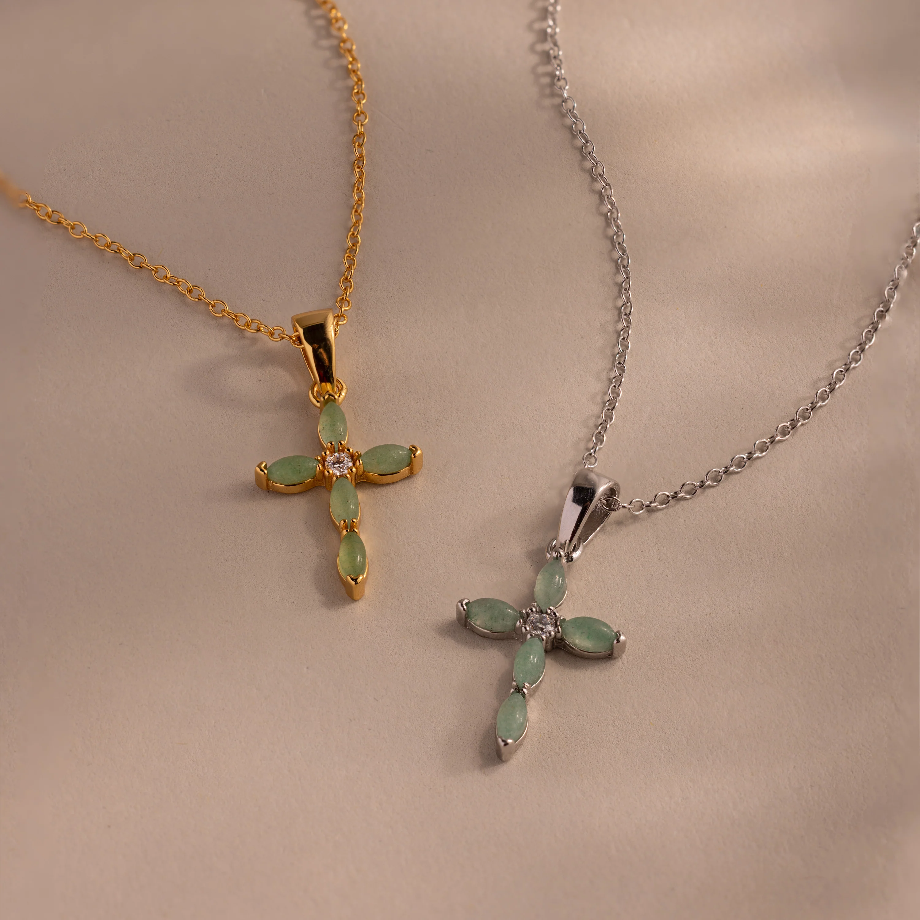 Marquise Jade Cross Necklace - Image 6