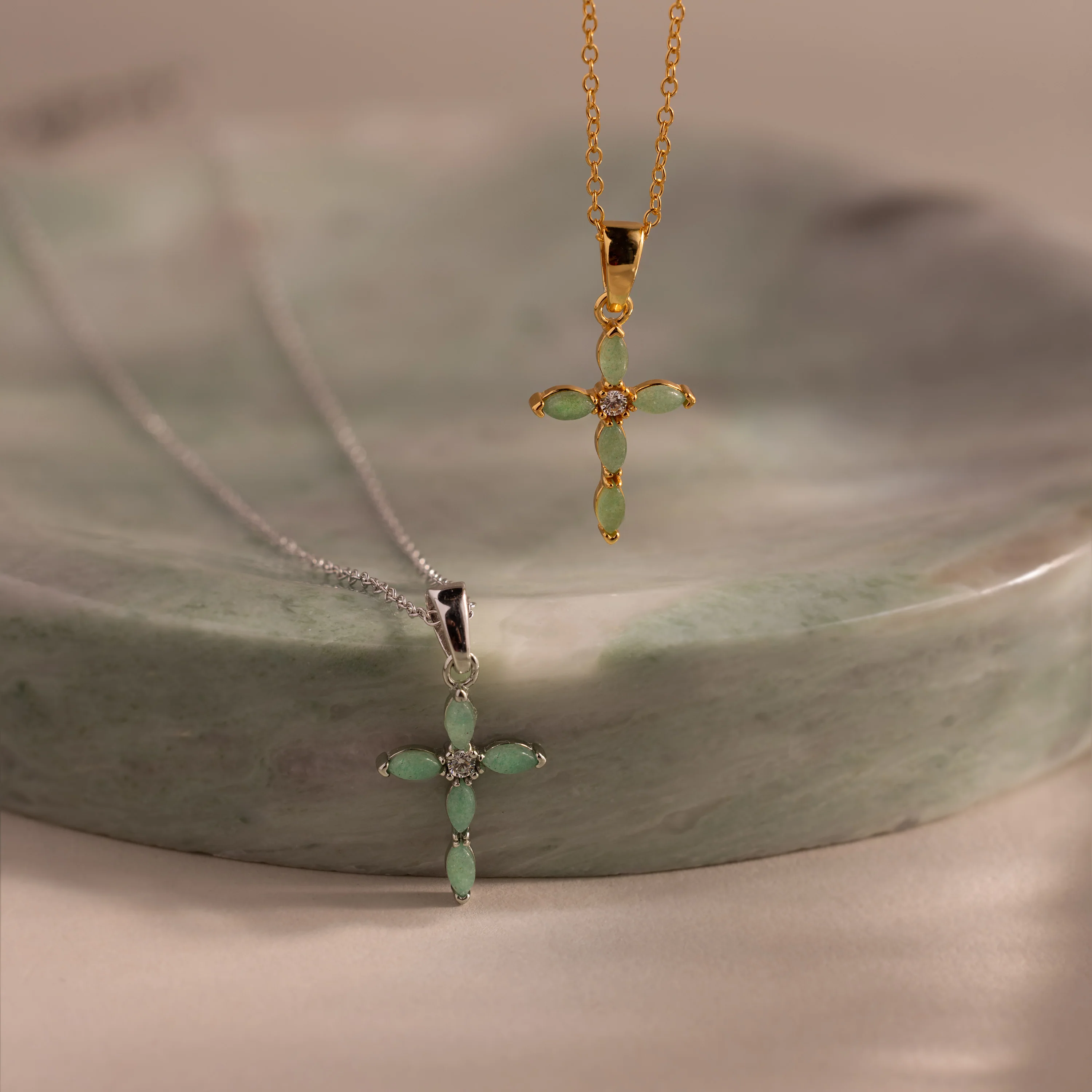 Marquise Jade Cross Necklace - Image 8