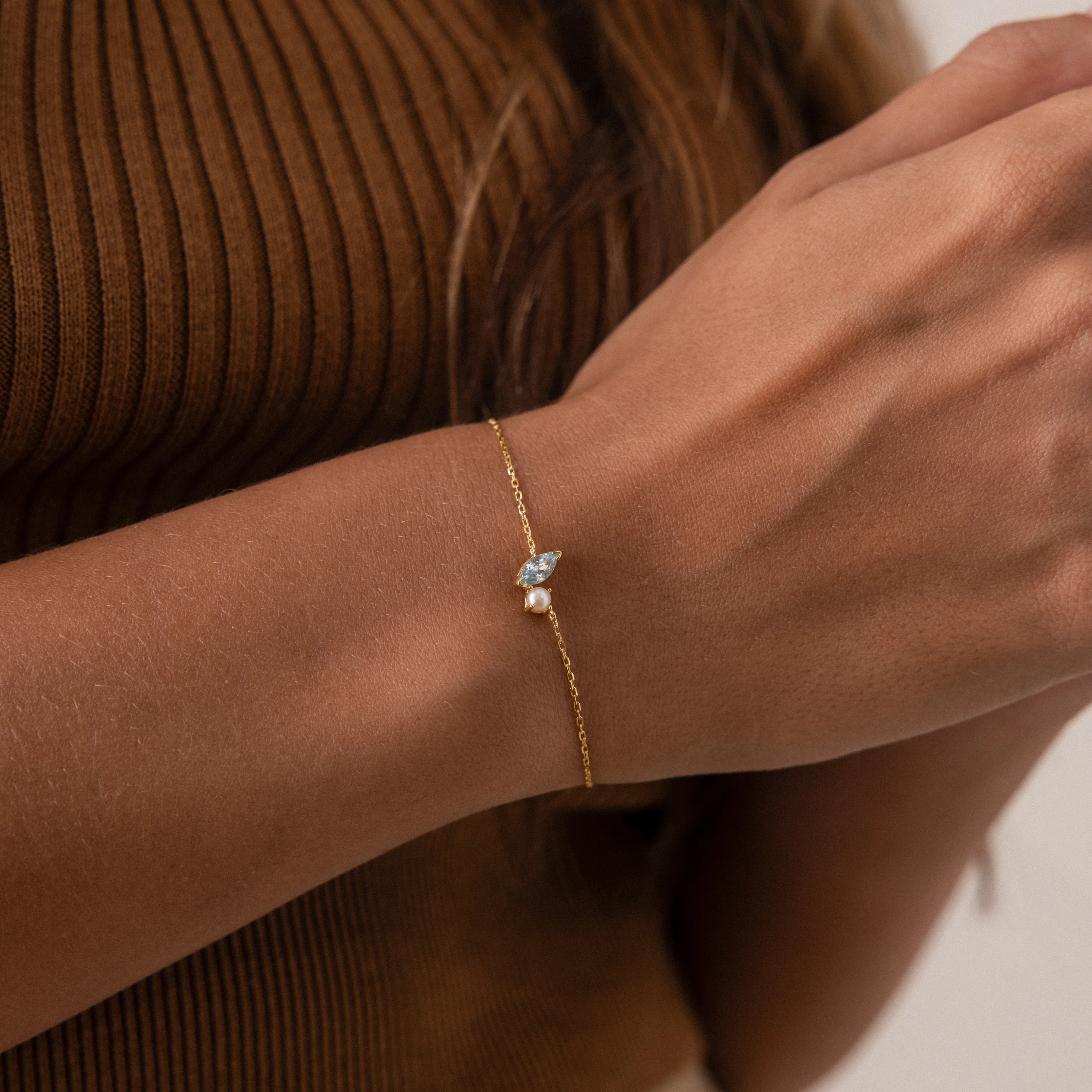 Marquise Ruby & Pearl Bracelet - Image 2