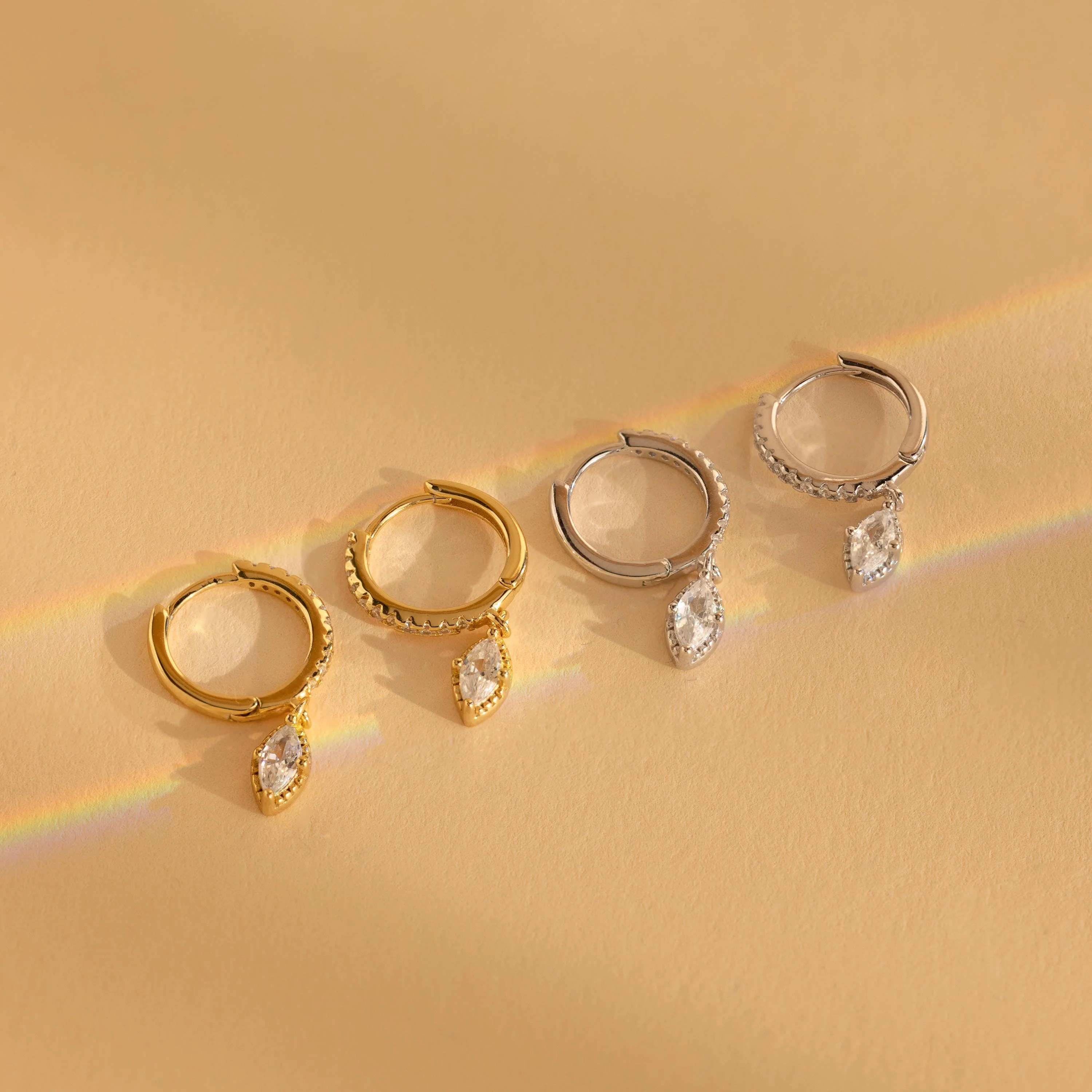Marquise Pave Drop Huggies - Image 3