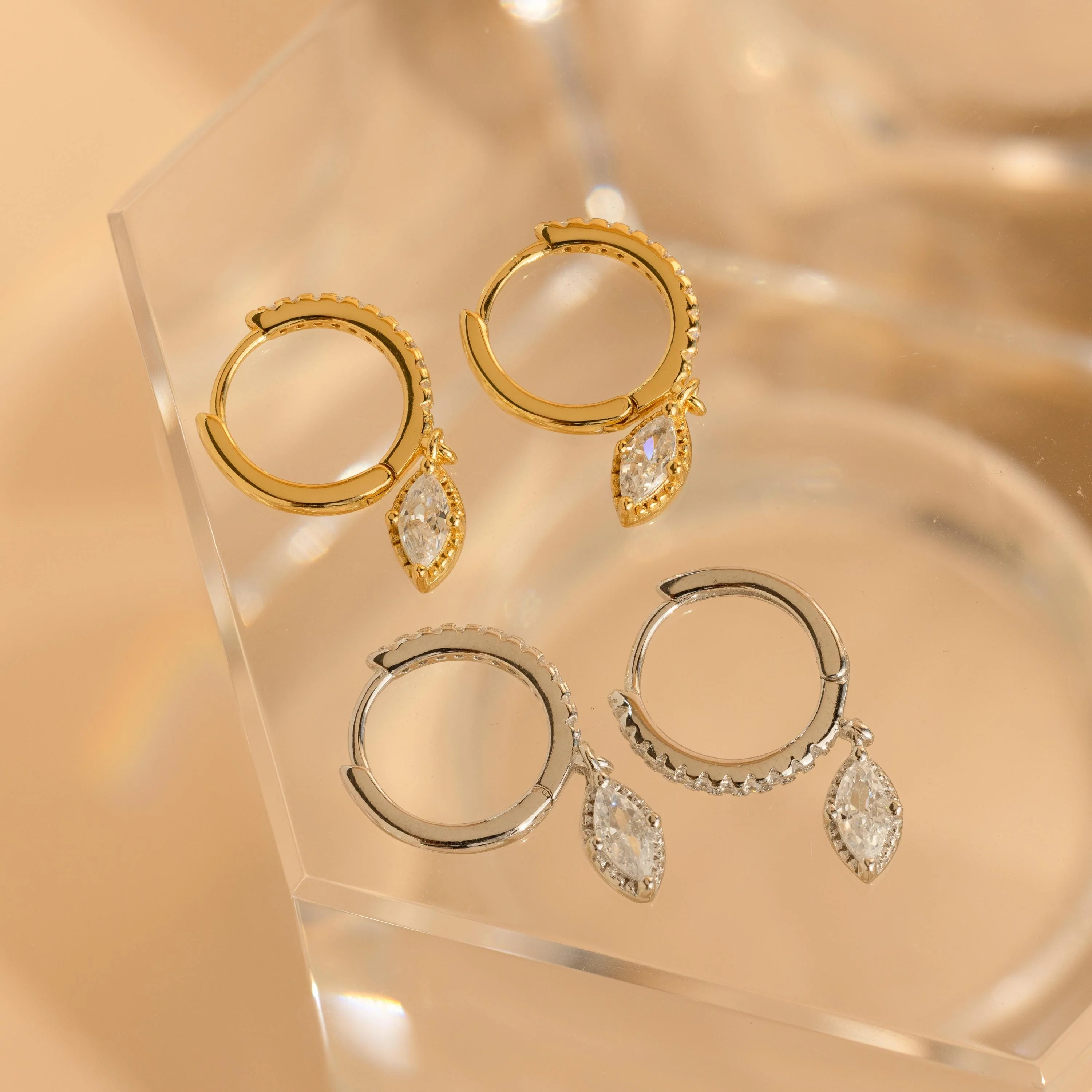 Marquise Pave Drop Huggies - Image 5