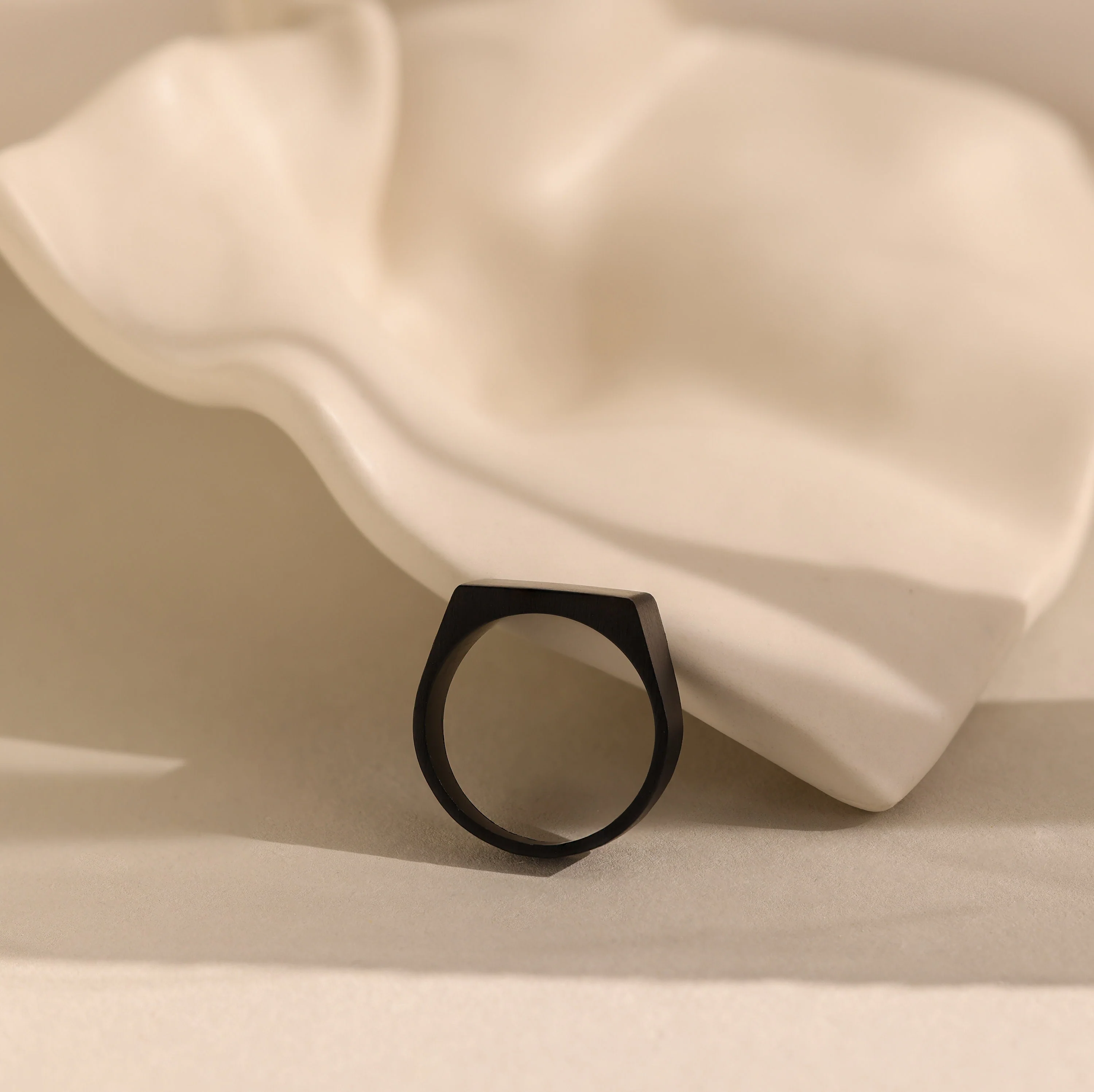 Men's Black Signet Ring - Image 8