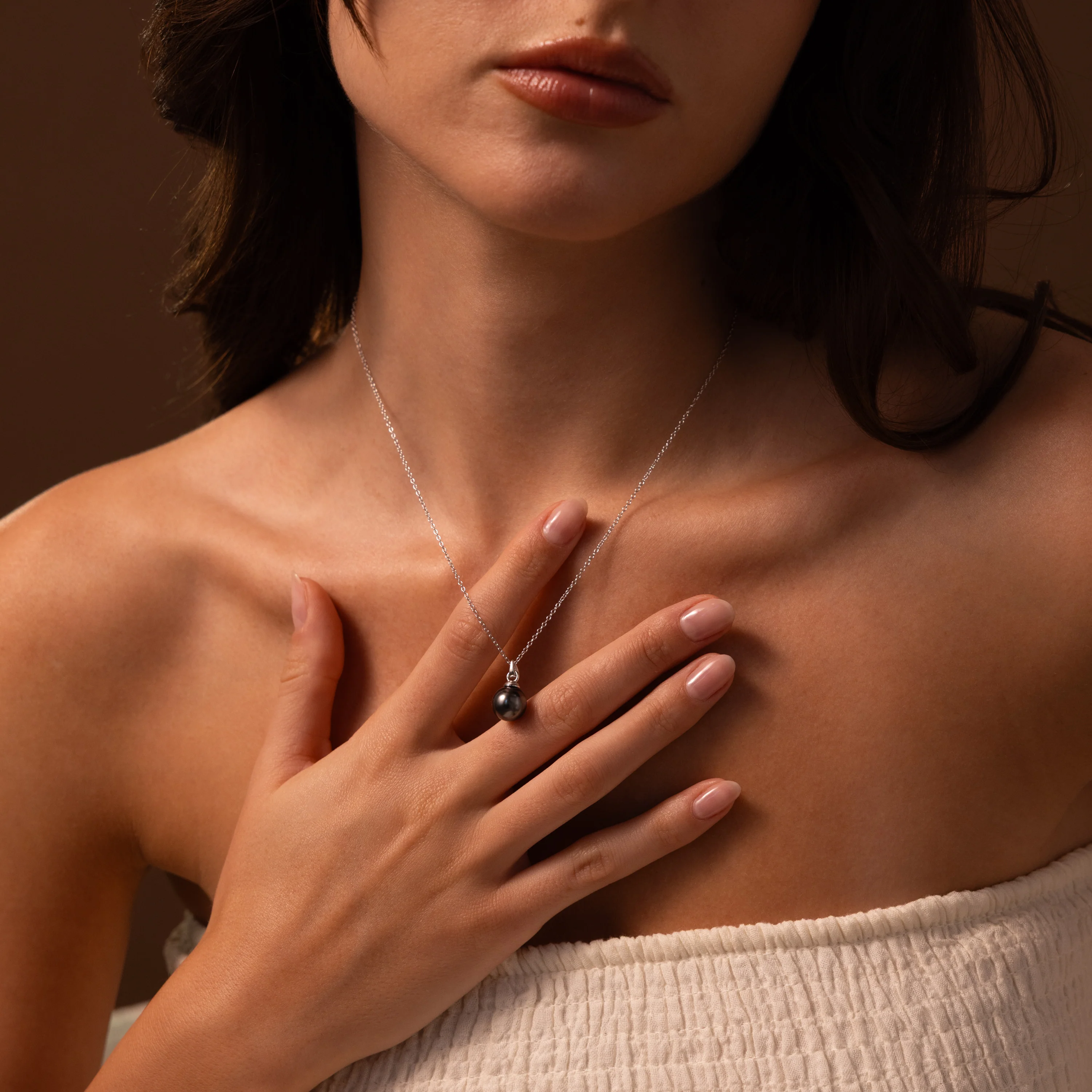Midnight Pearl Necklace in Silver - Image 6