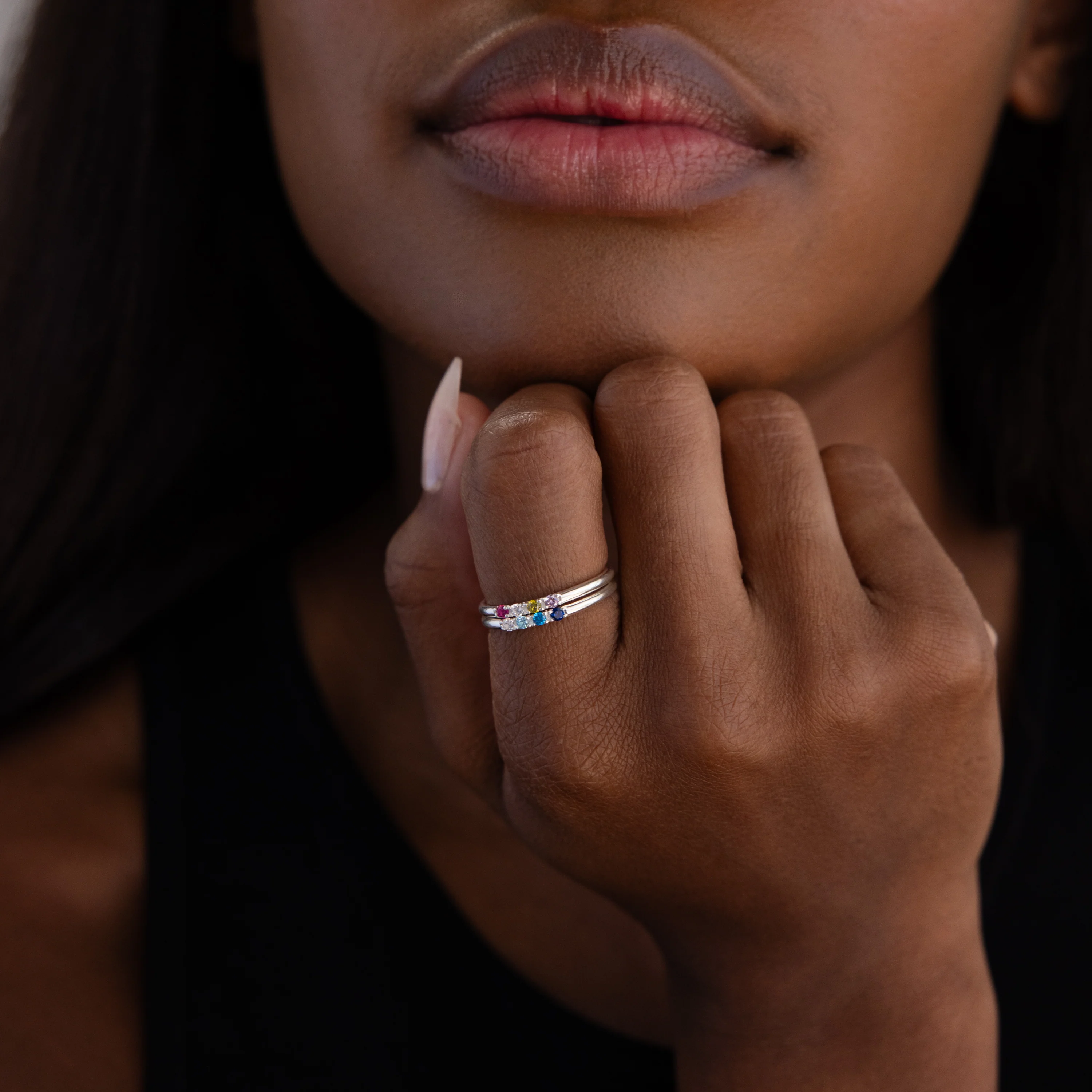 Mini Birthstone Ring in Silver - Image 2