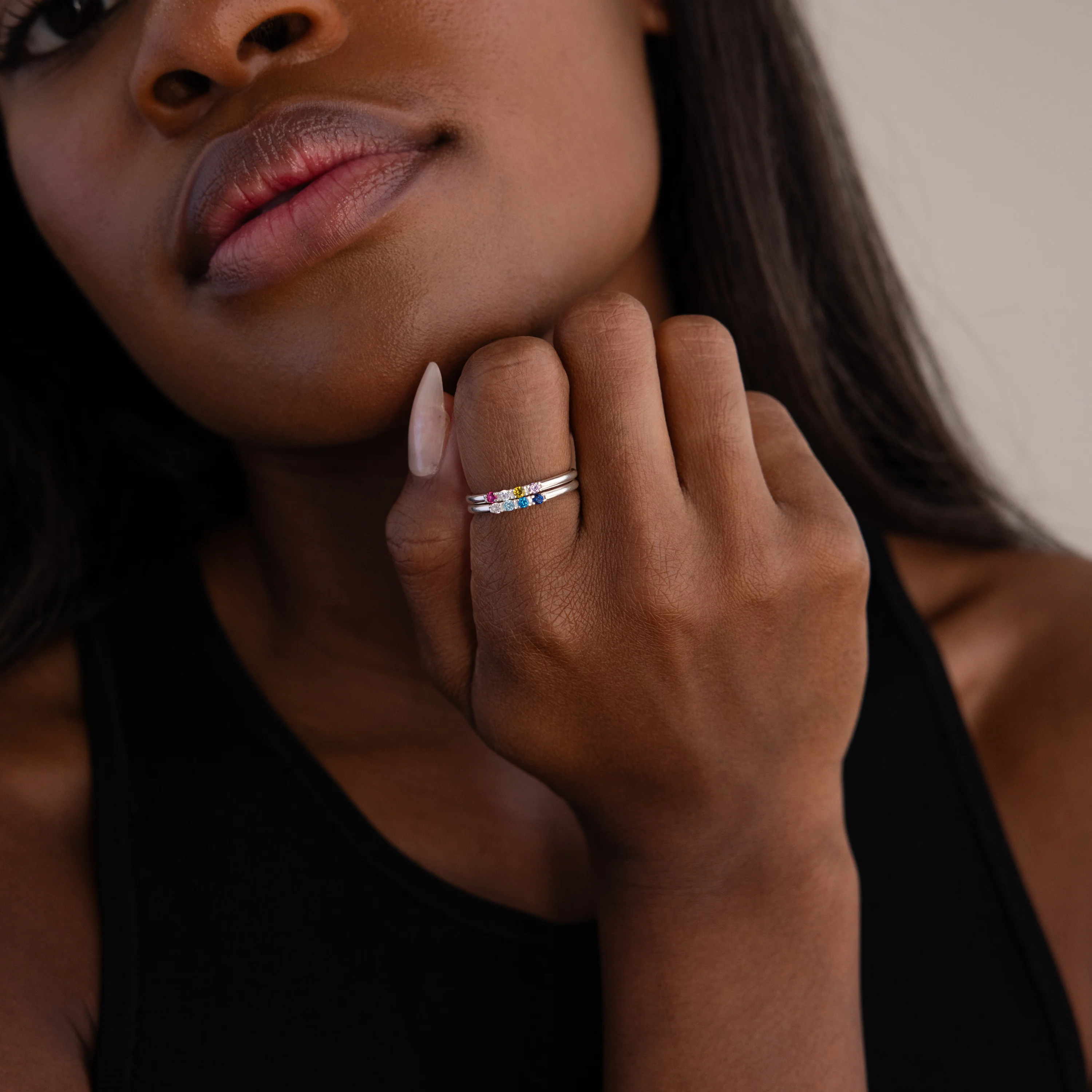 Mini Birthstone Ring in Silver - Image 7