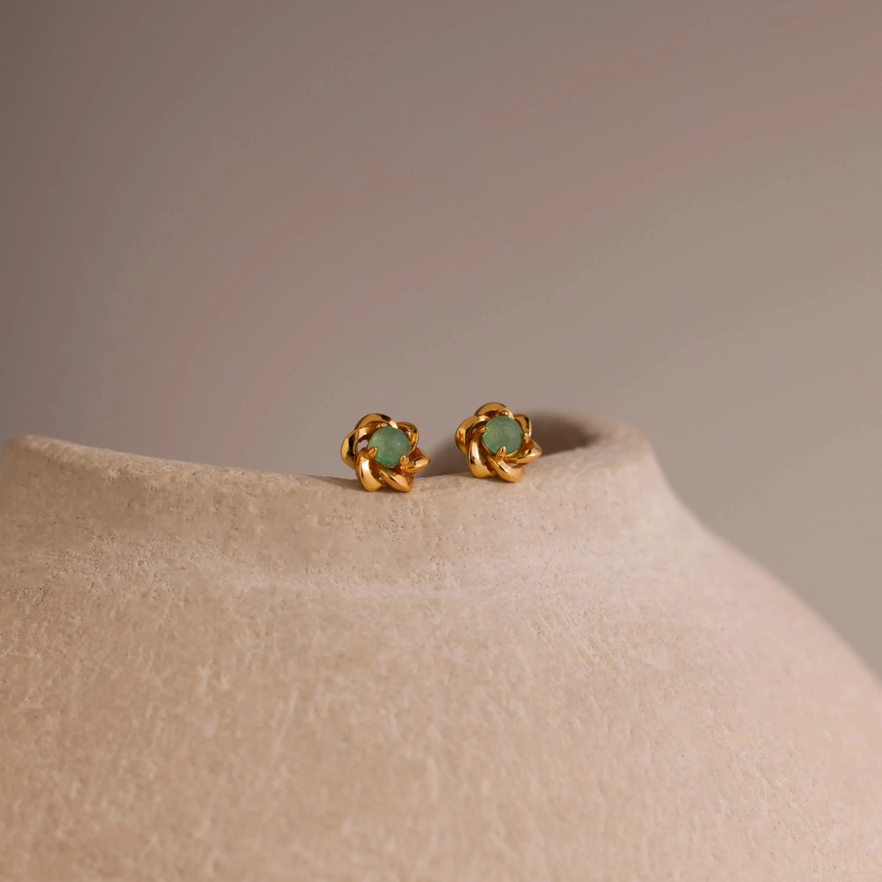 Mini Jade Flower Studs - Image 5