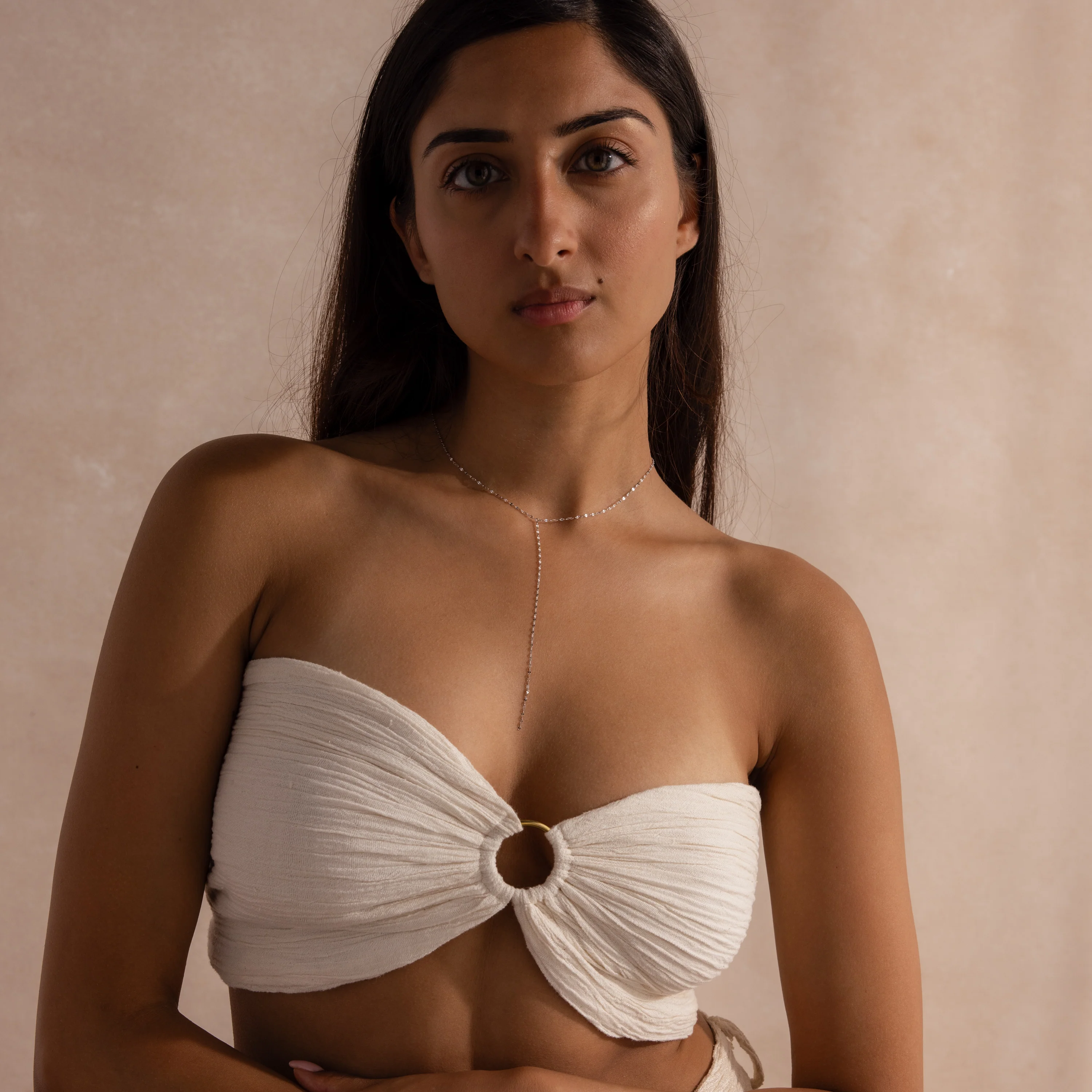 Mirror Chain Lariat Necklace in Silver - Image 4