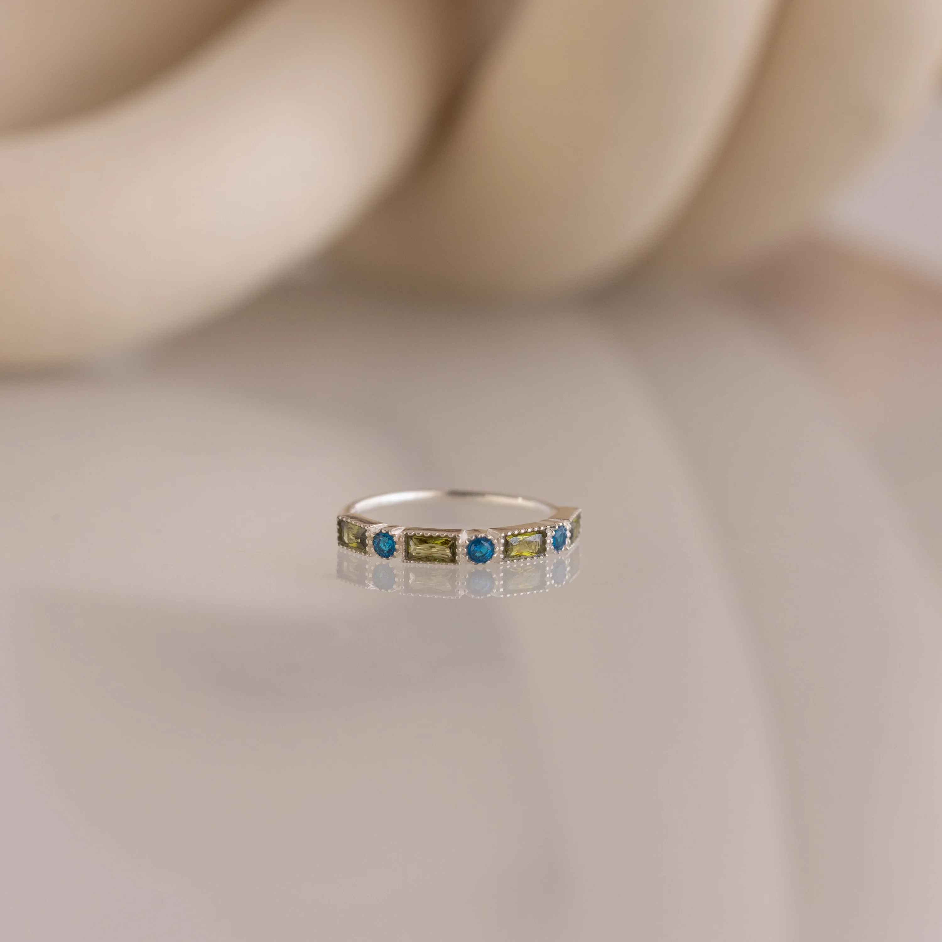 Mixed Art Deco Birthstone Ring in Silver - Image 5