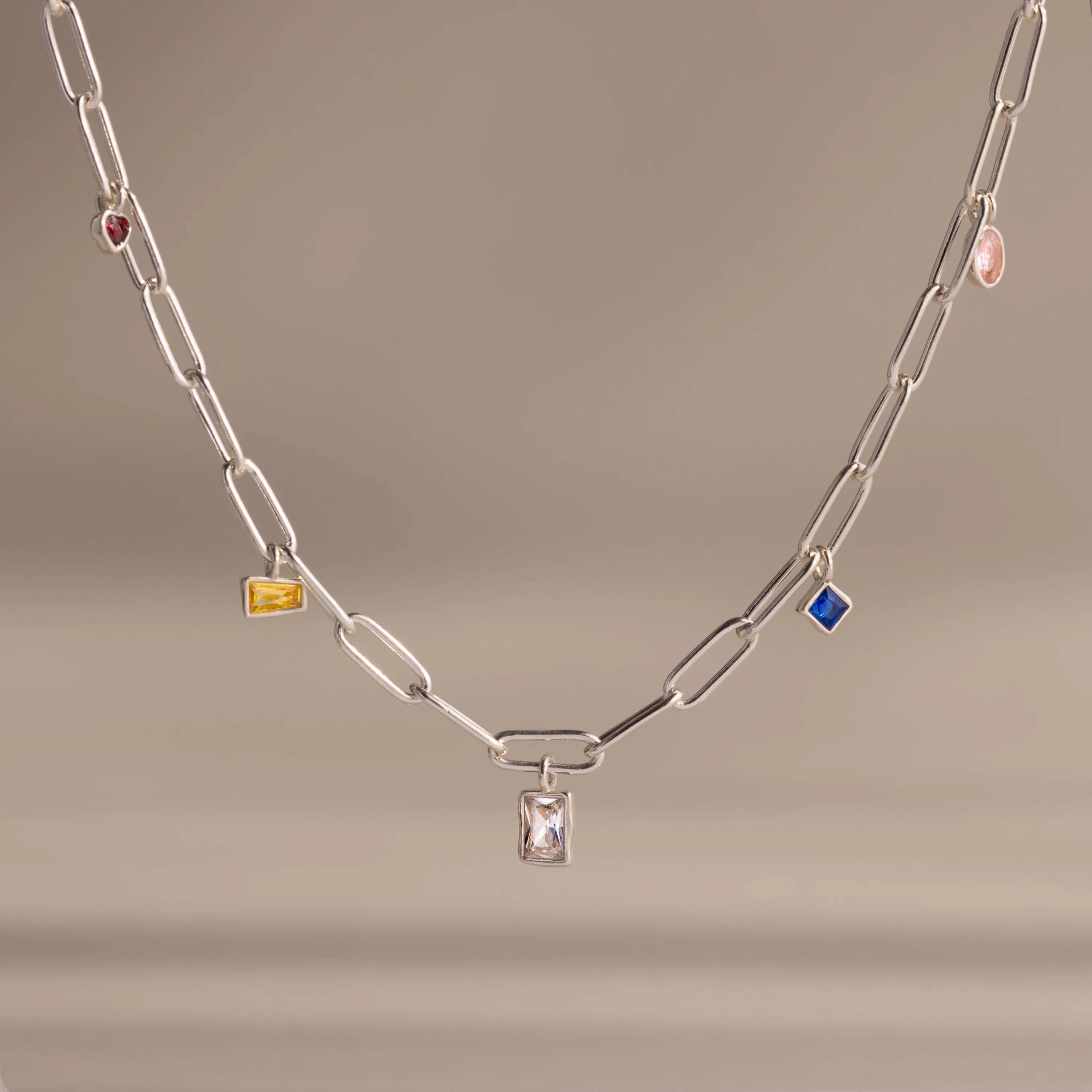 Mixed Birthstone Charm Necklace - Image 2