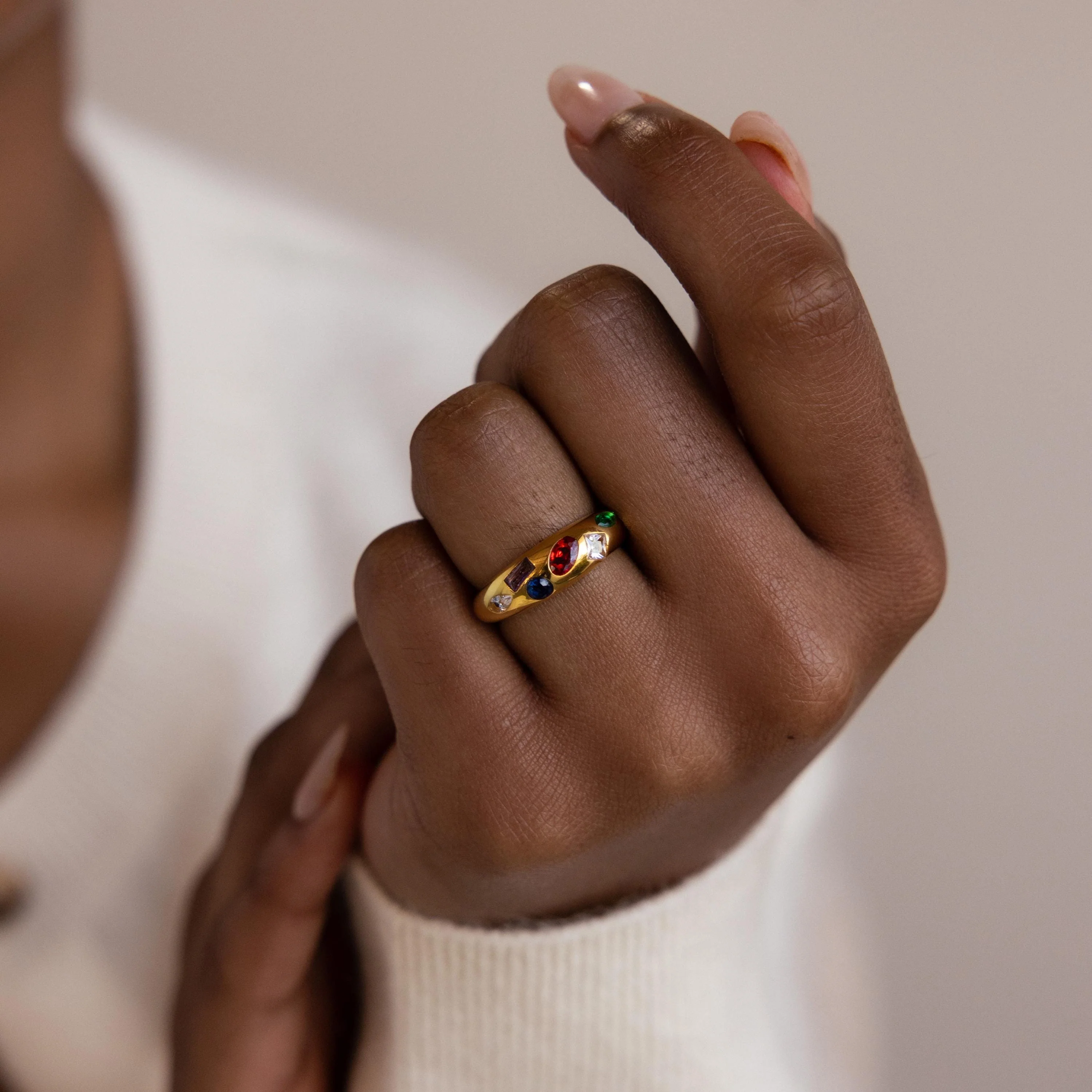 Mixed Birthstone Dome Ring - Image 2