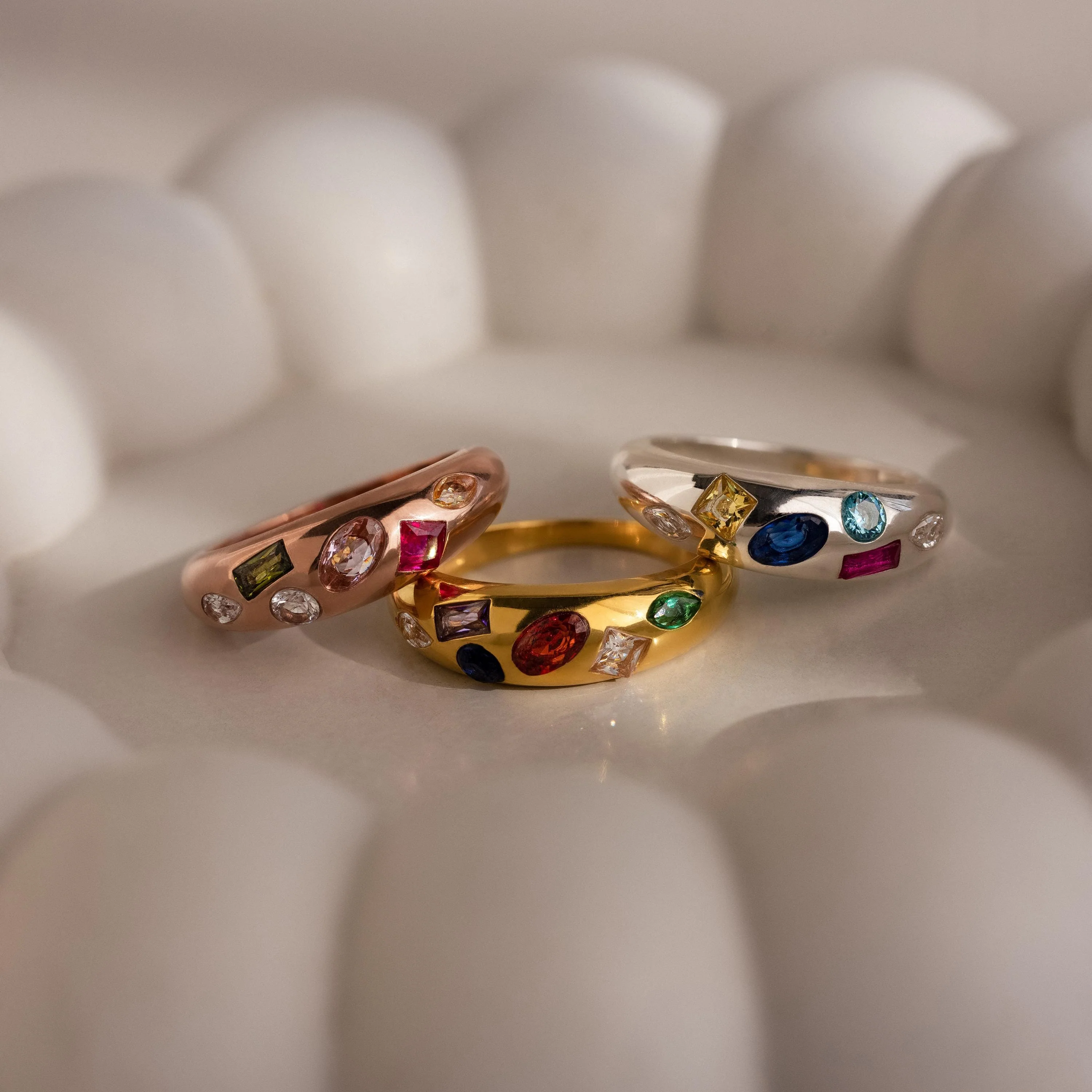 Mixed Birthstone Dome Ring - Image 3