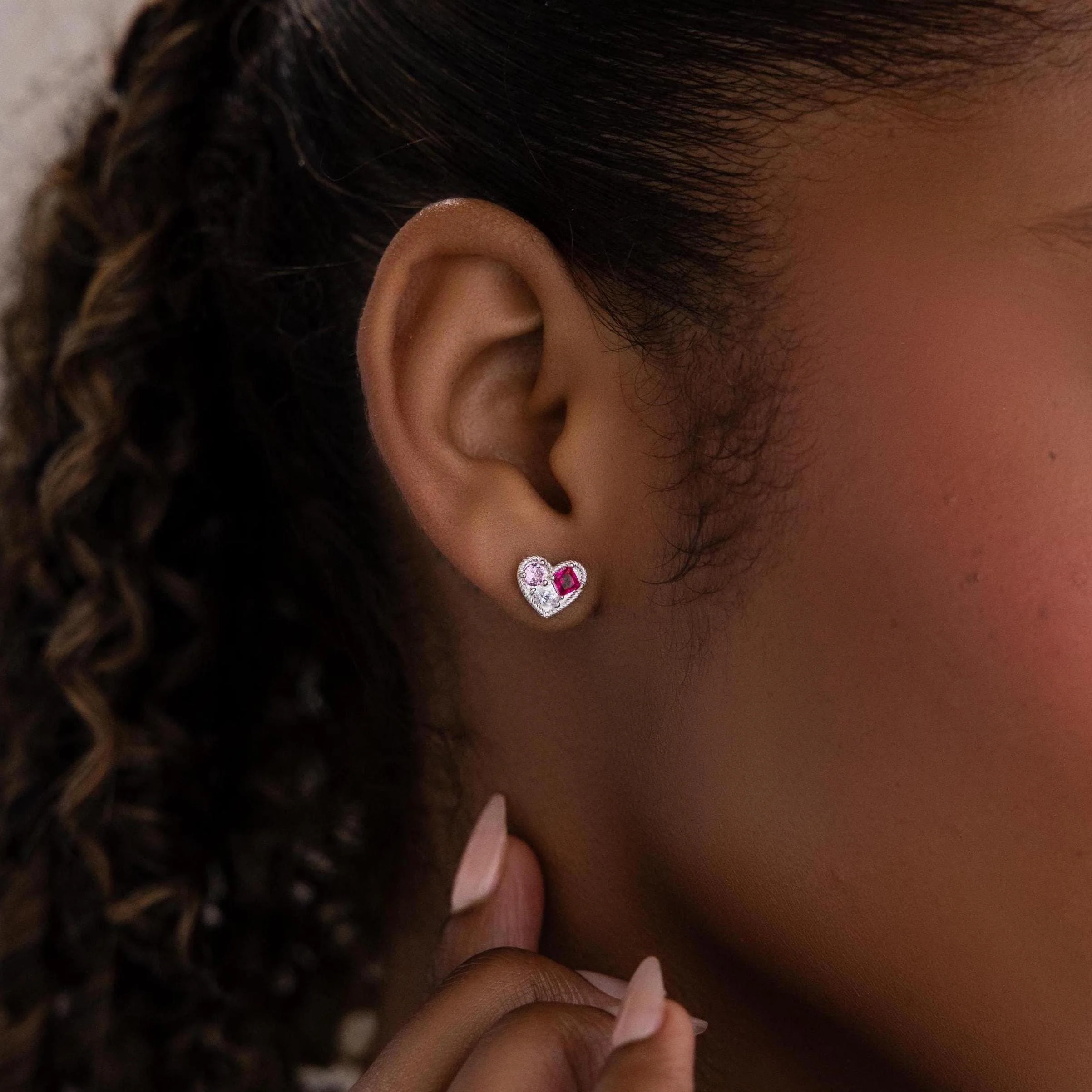 Mixed Birthstone Heart Studs - Image 4