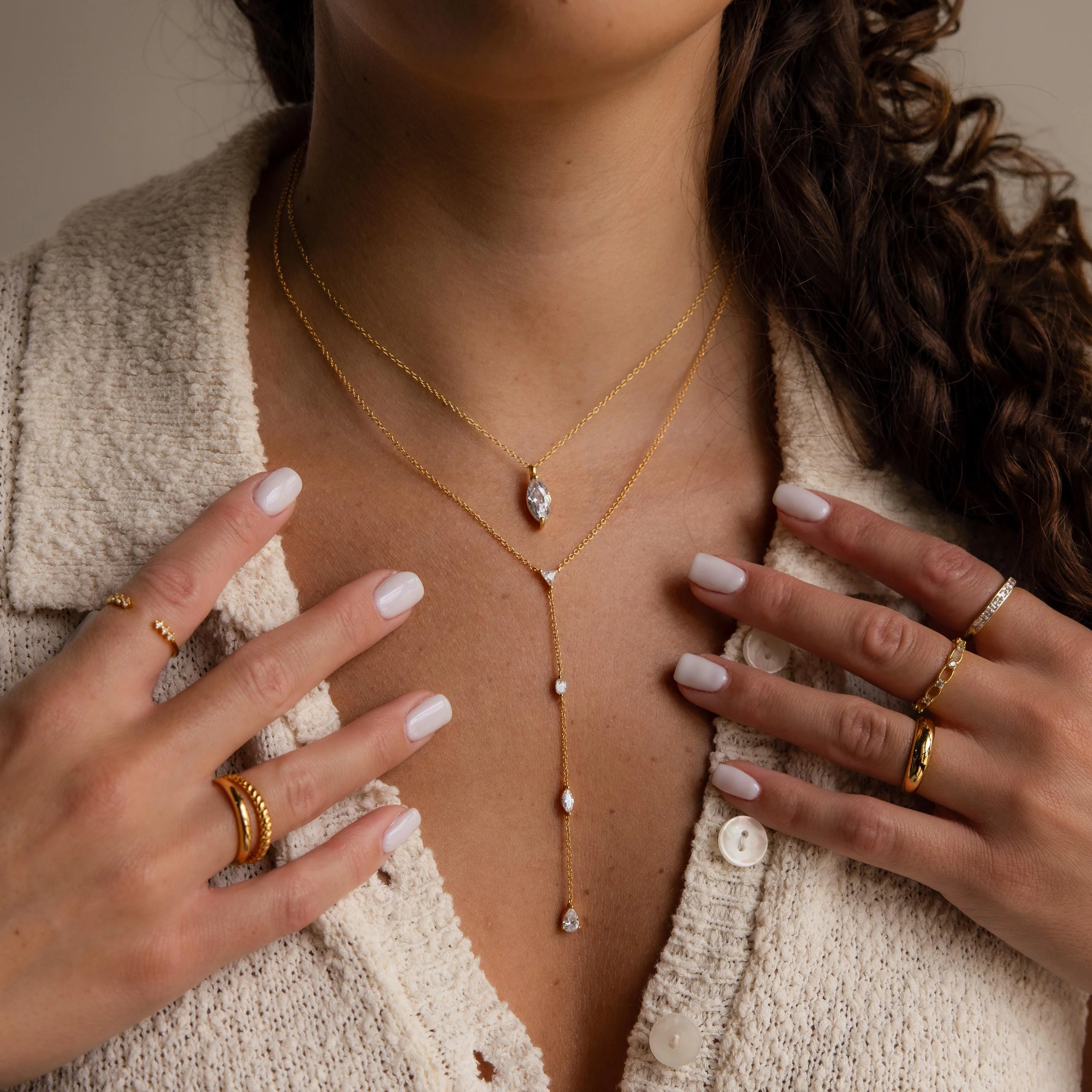 Mixed Diamond Lariat Necklace - Image 6
