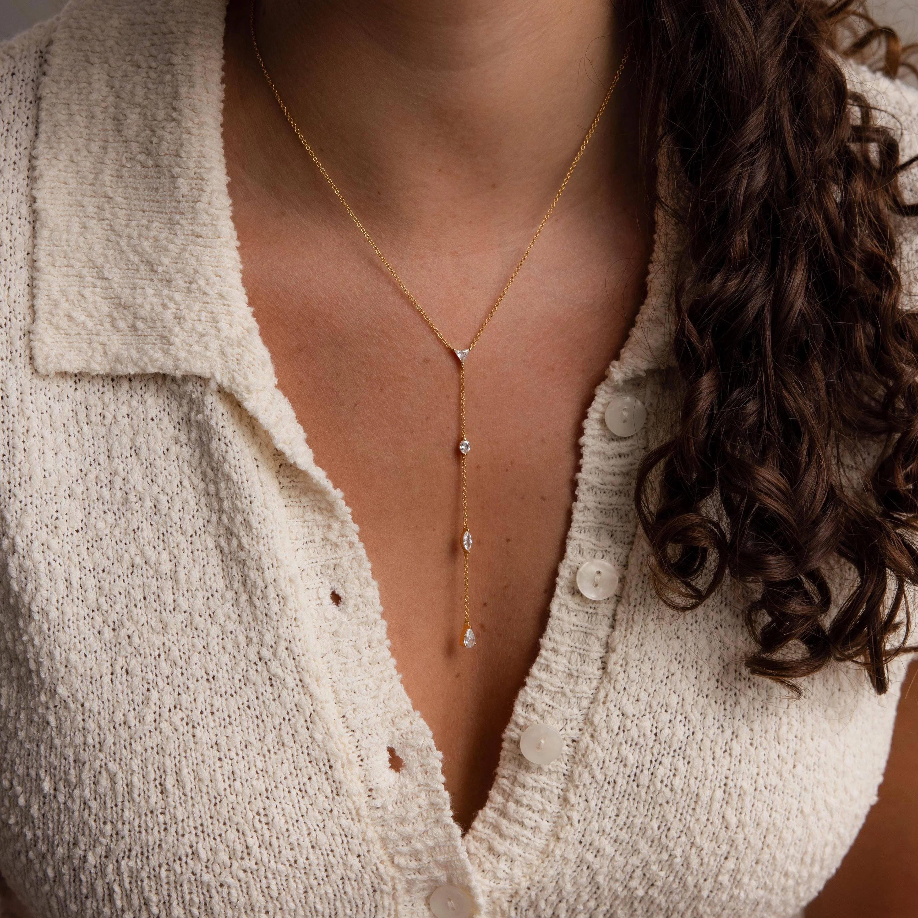 Mixed Diamond Lariat Necklace - Image 8